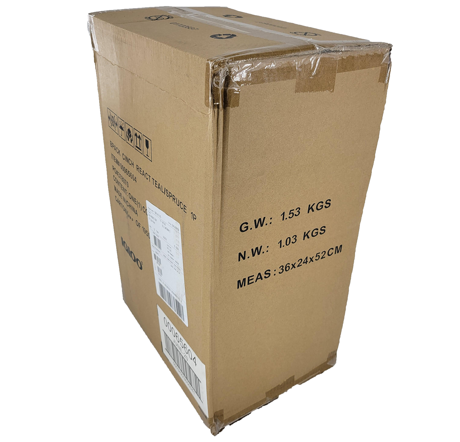 Igloo Reactor Portable 46 Can Cinch Backpack Cooler Bag, Deep Teal, Plain Brown Box, FOB KS