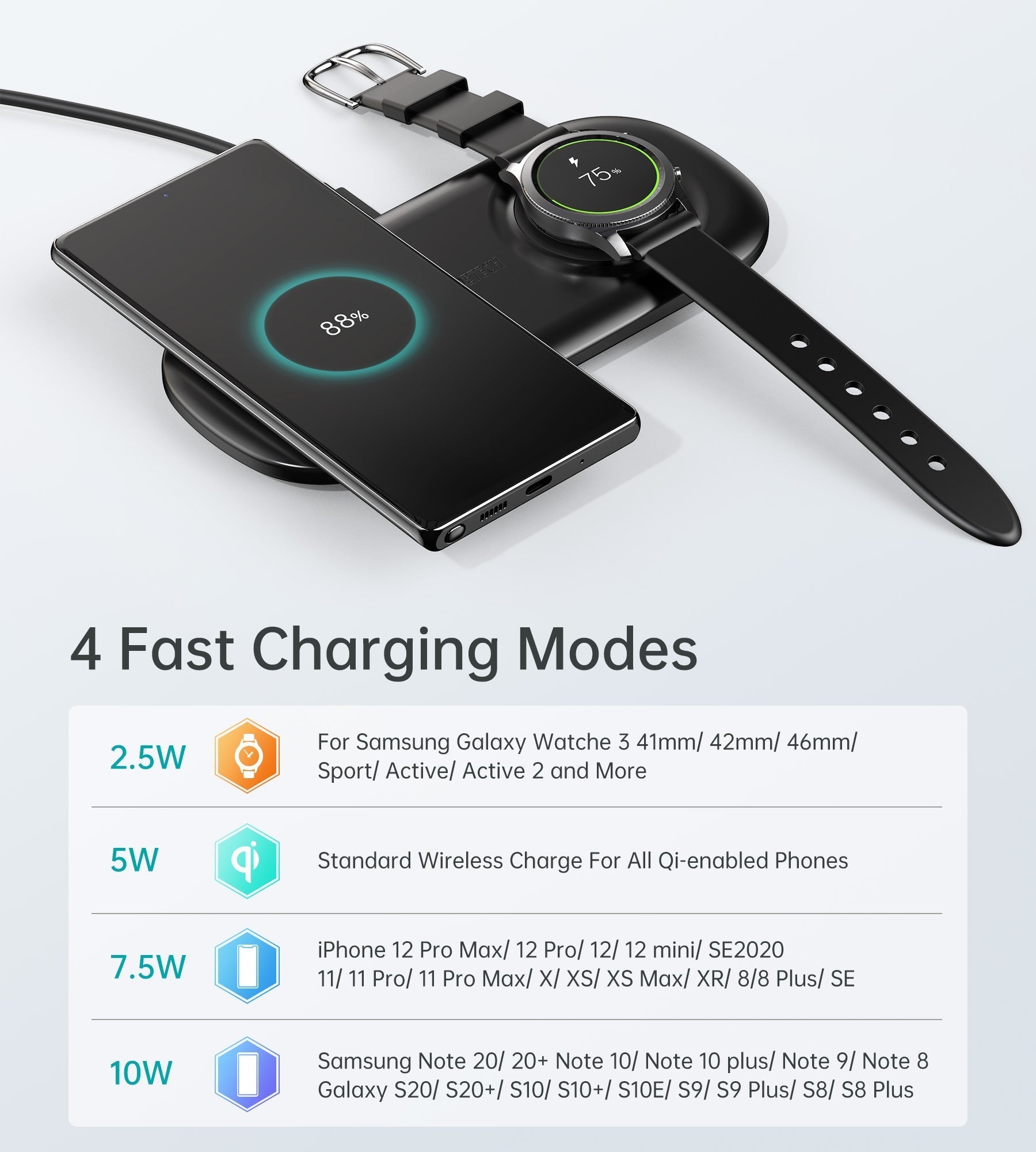 Choetech 2-in-1 10-W Wireless Charging Pad, FOB KS