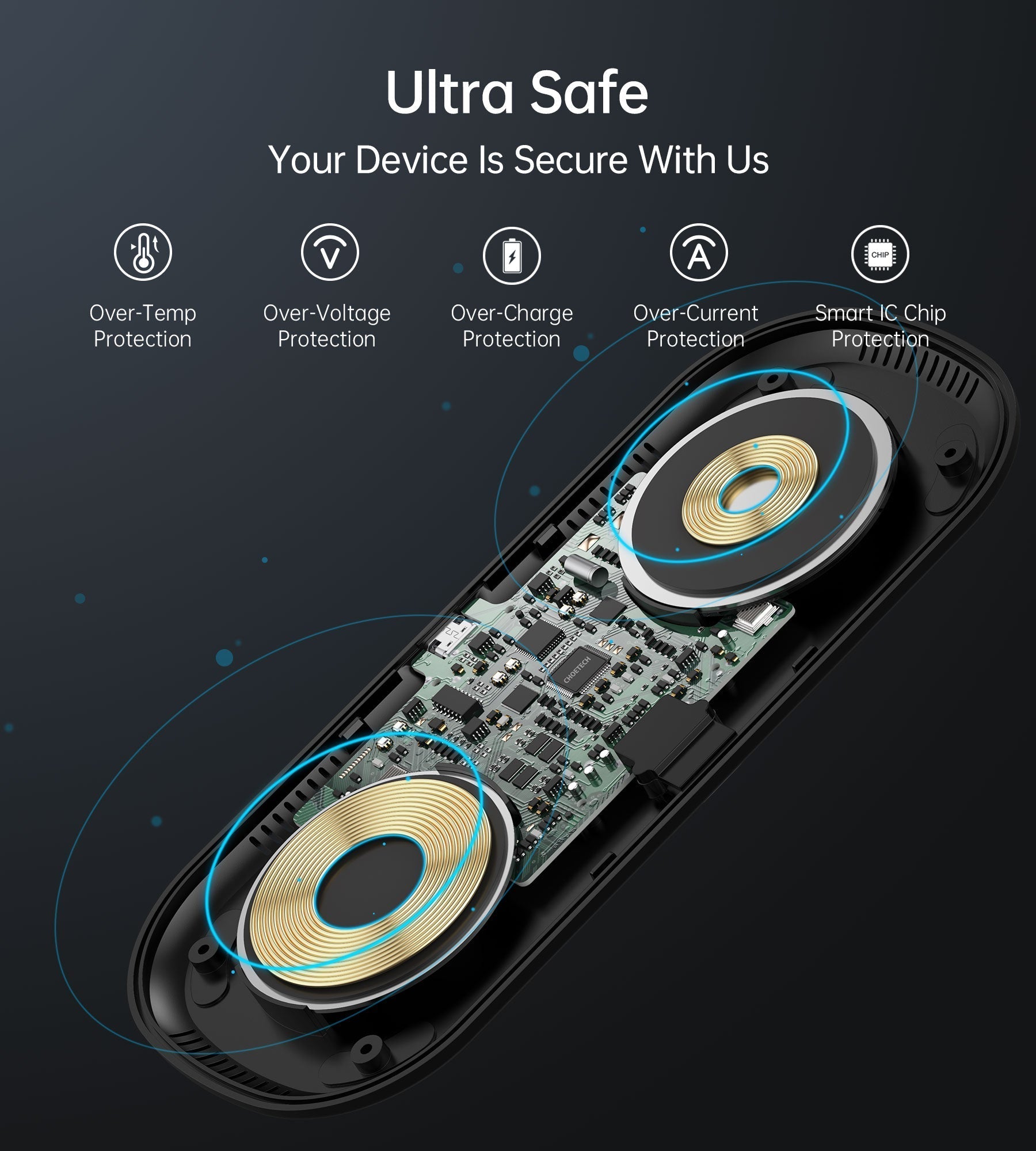 Choetech 2-in-1 10-W Wireless Charging Pad, FOB KS