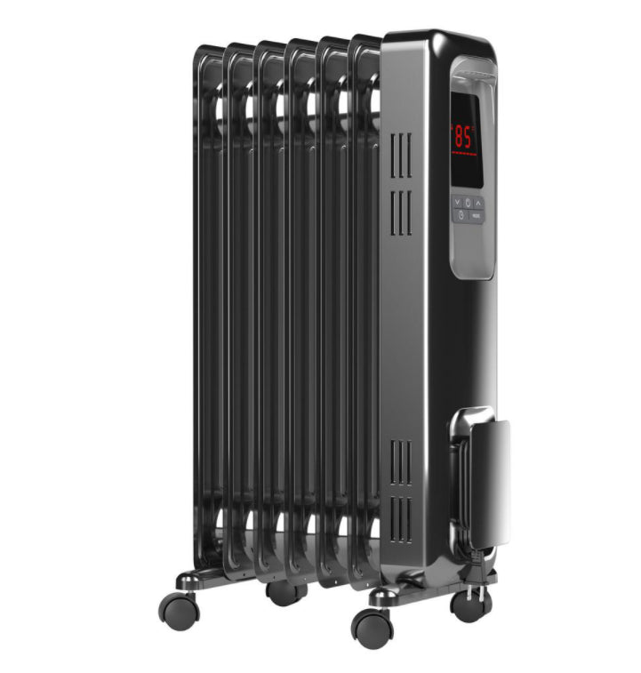 Pelonis electric radiator heater, 1500w portable oil filled radiator space heater with digital thermostat, 24-hour programmable timer, remote control, safe heater for full room