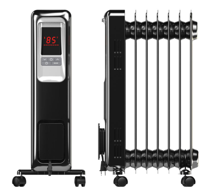 Pelonis electric radiator heater, 1500w portable oil filled radiator space heater with digital thermostat, 24-hour programmable timer, remote control, safe heater for full room