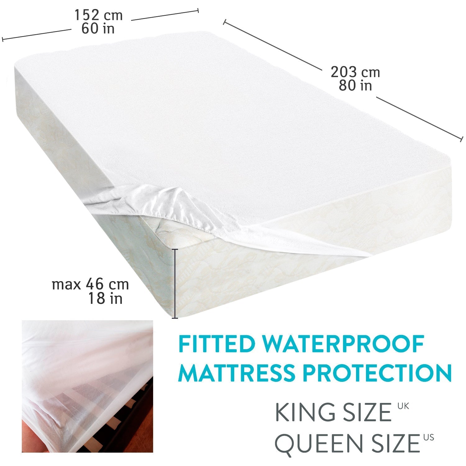 Tatkraft Eleanor Fitted Mattress Protector (Queen), FOB KS