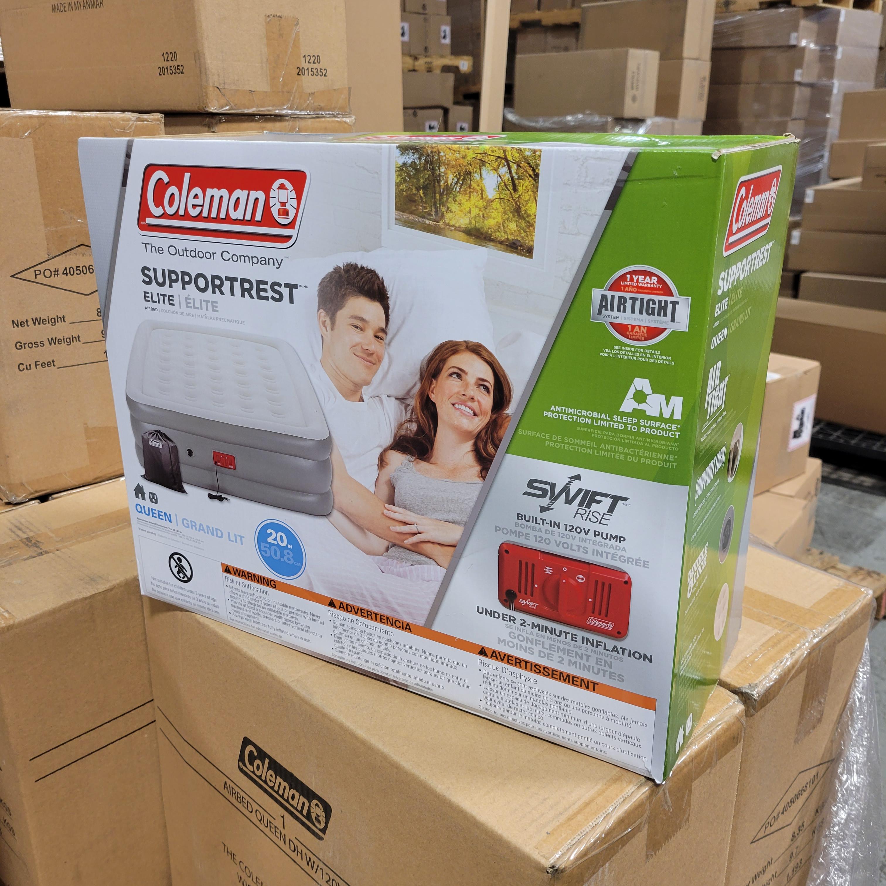 Coleman SupportRest Elite Double High Inflatable Air Mattress with Built-In Pump, Queen, FOB KS