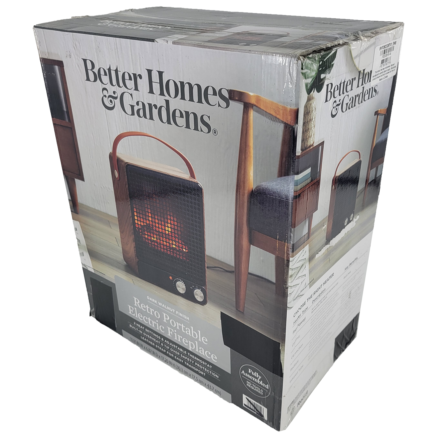 Better Homes & Gardens 1500W Portable Fan Fireplace, Factory Refurbished, FOB KS