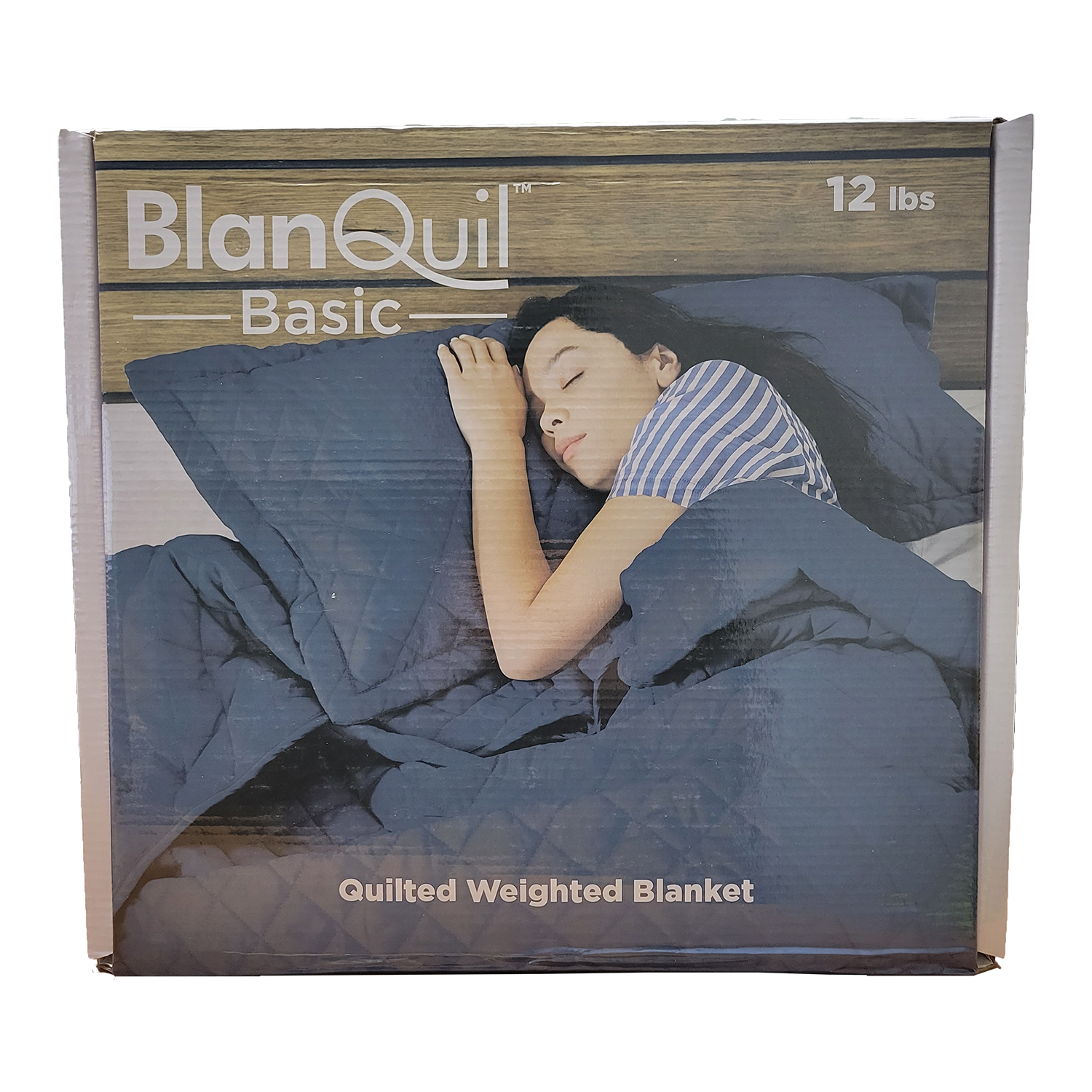 Blanquil Basic 12lb Weighted Blanket, Gray & Navy, FOB KS