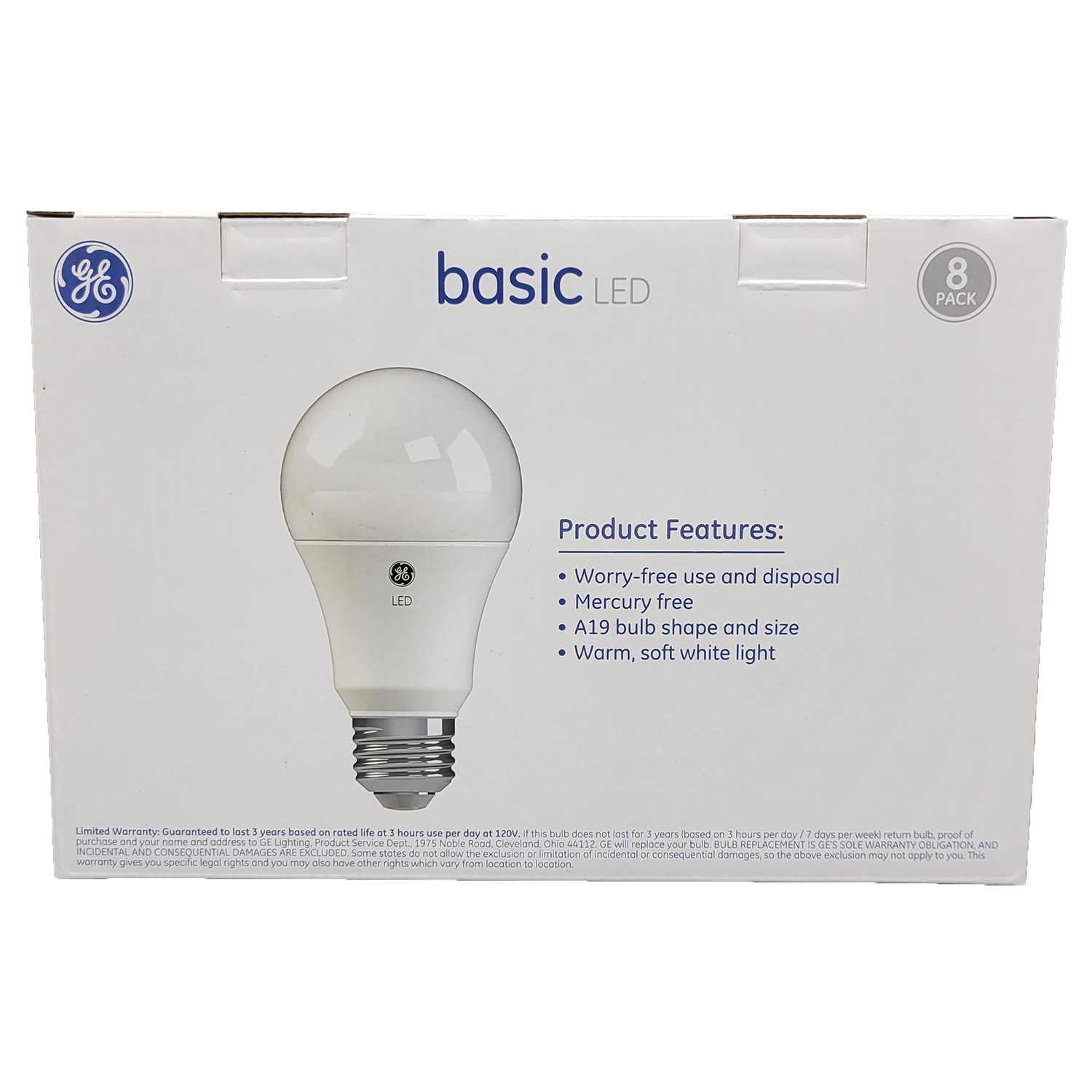 GE 60-Watt Daylight LED Light Bulb, 8 Pack, FOB KS
