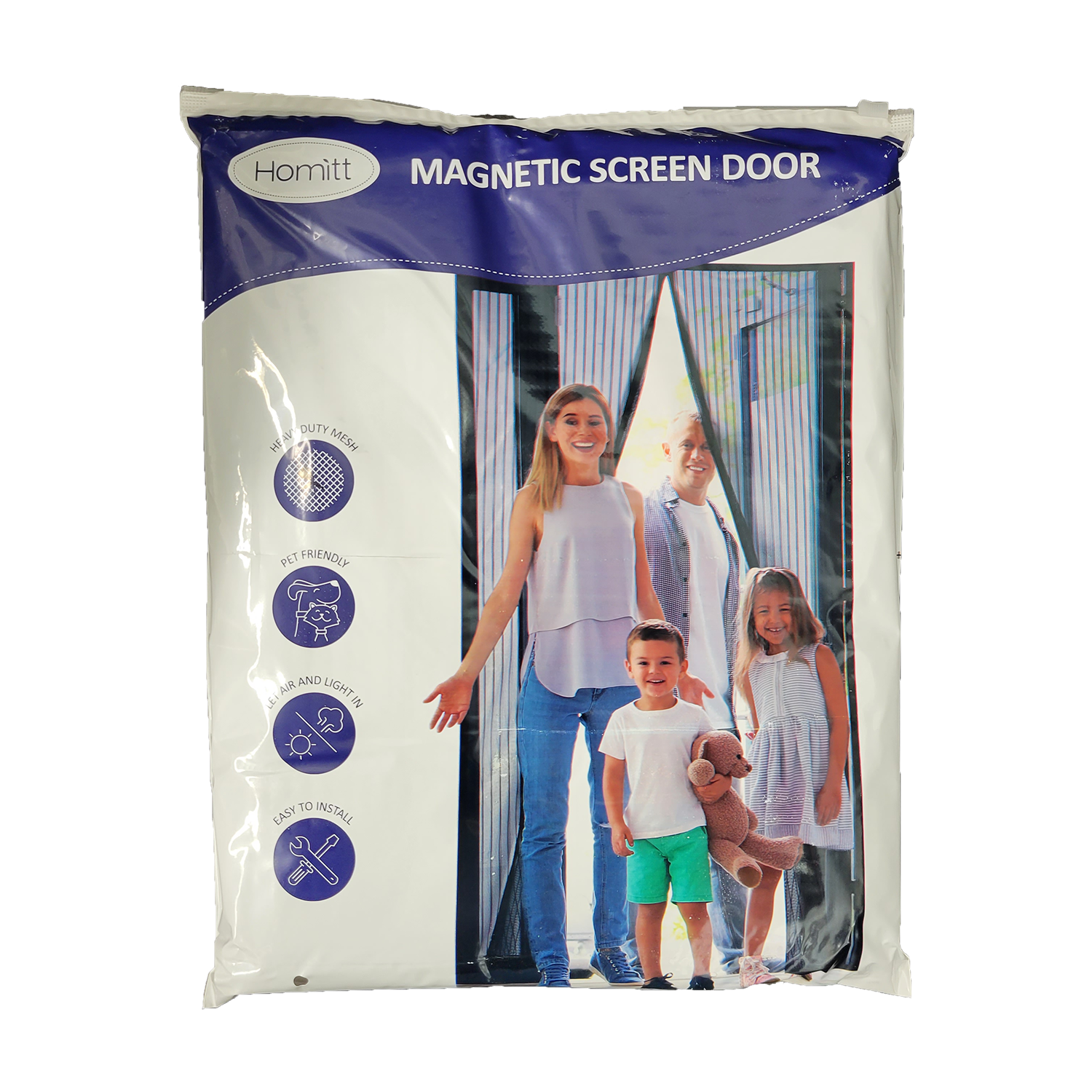 Homitt Magnetic Screen Door with Durable Fiberglass Mesh Curtain 36"x83", FOB KS