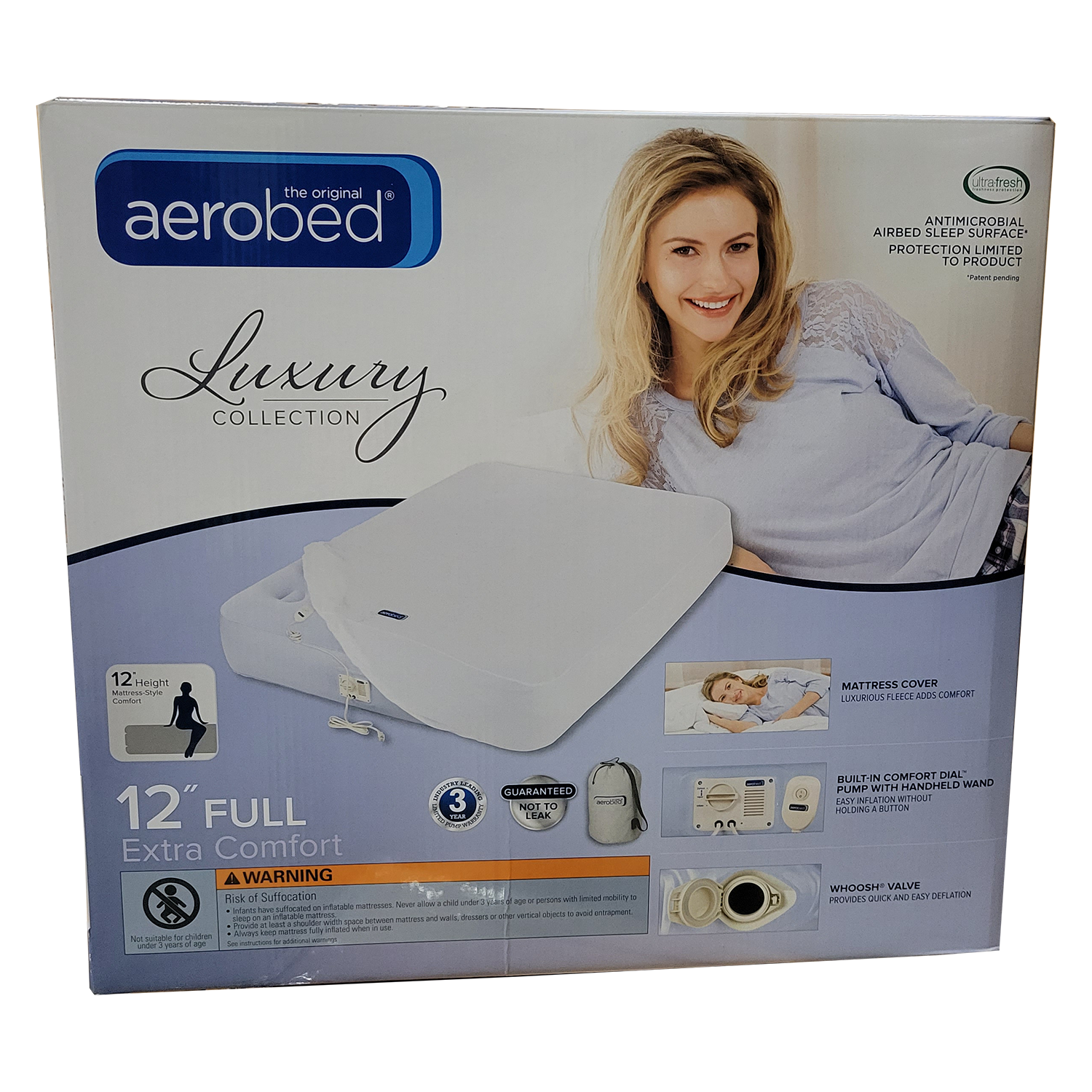 AeroBed Luxury Extra Comfort 12-Inch Inflatable Bed, Full, FOB KS