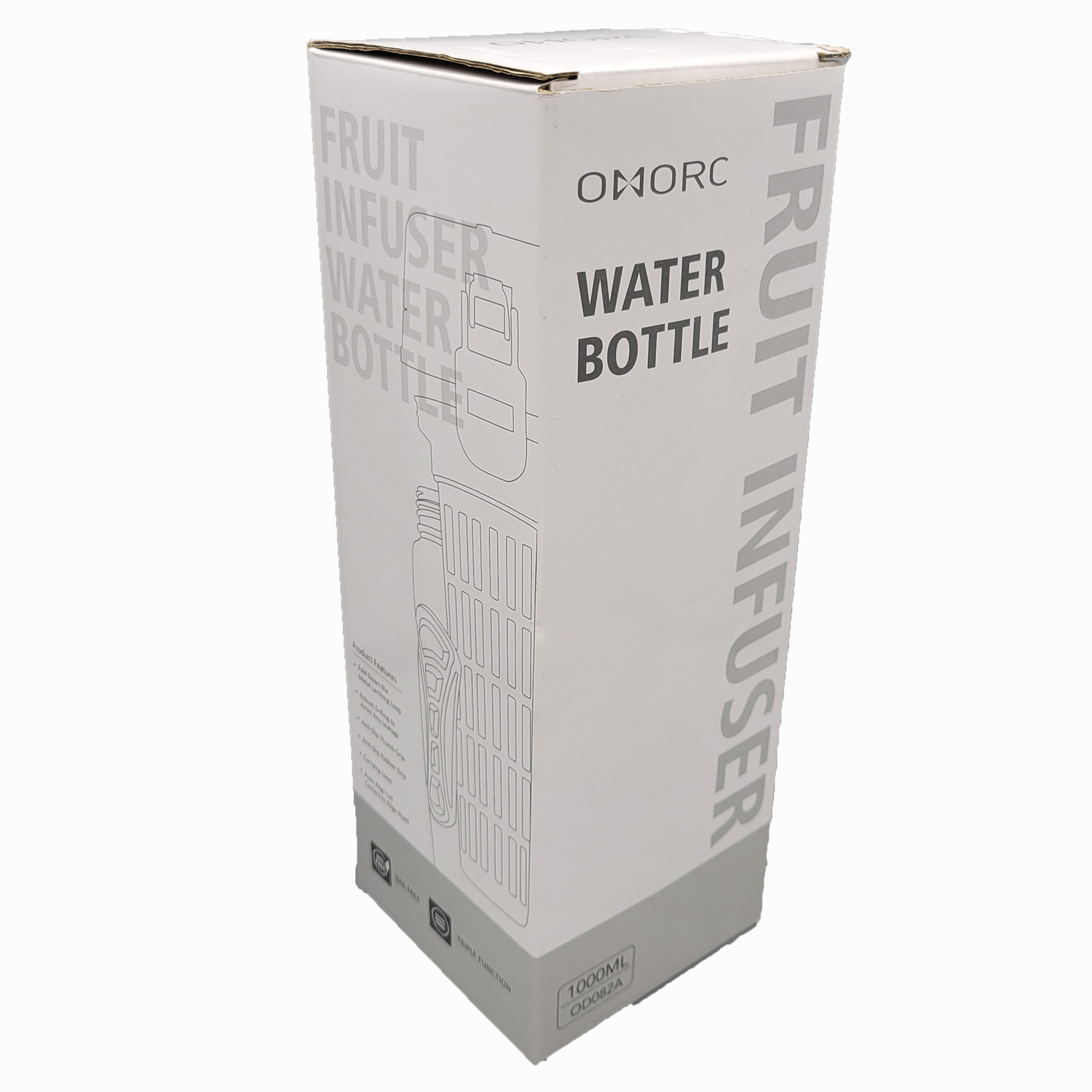 OMorc 32 OZ Sport Fruit Infuser Water Bottle, Flip Top Lid & Dual Anti-slip Grips, BPA Free, FOB KS