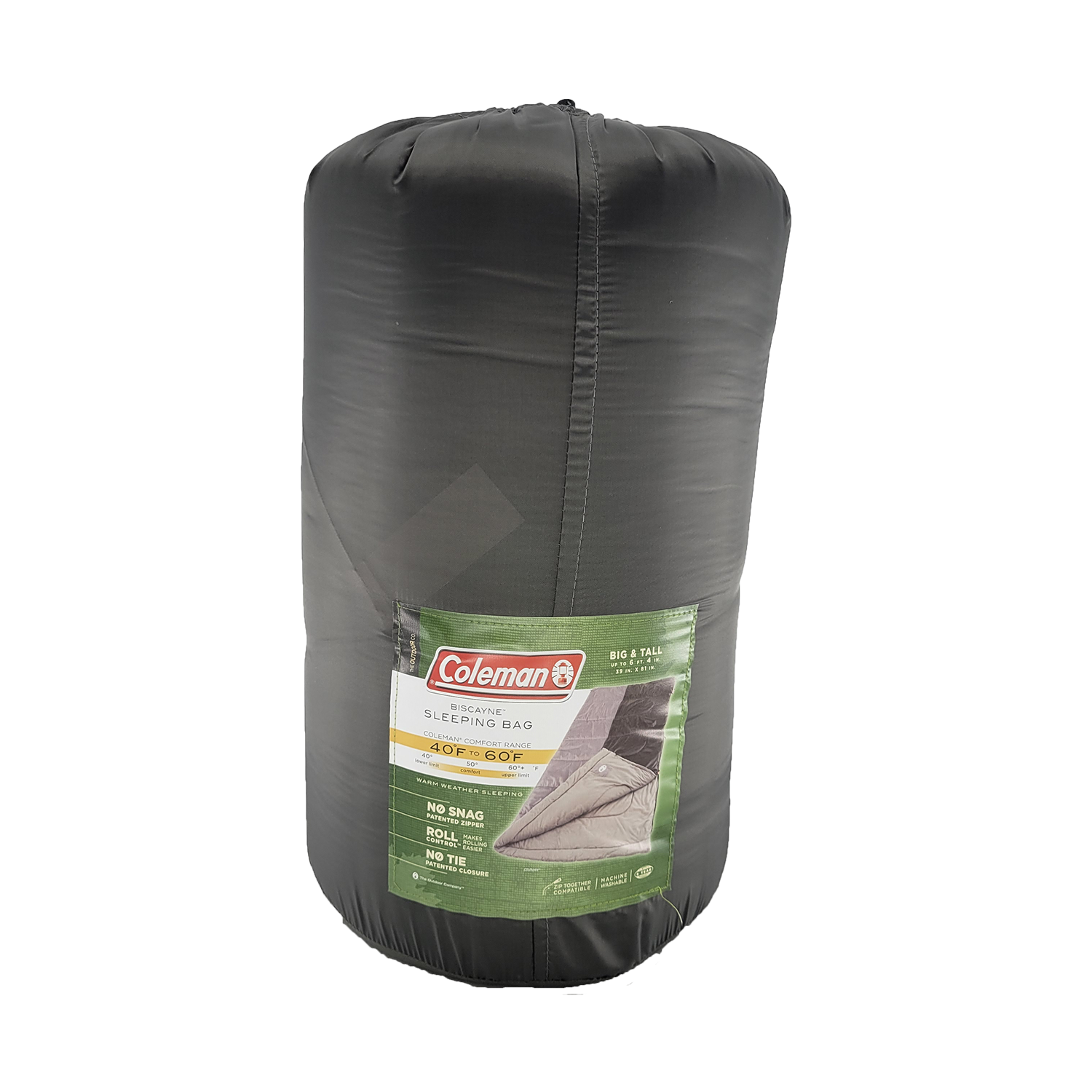 Coleman Sleeping Bag 40°F Big and Tall Sleeping Bag Biscayne Sleeping Bag, FOB KS