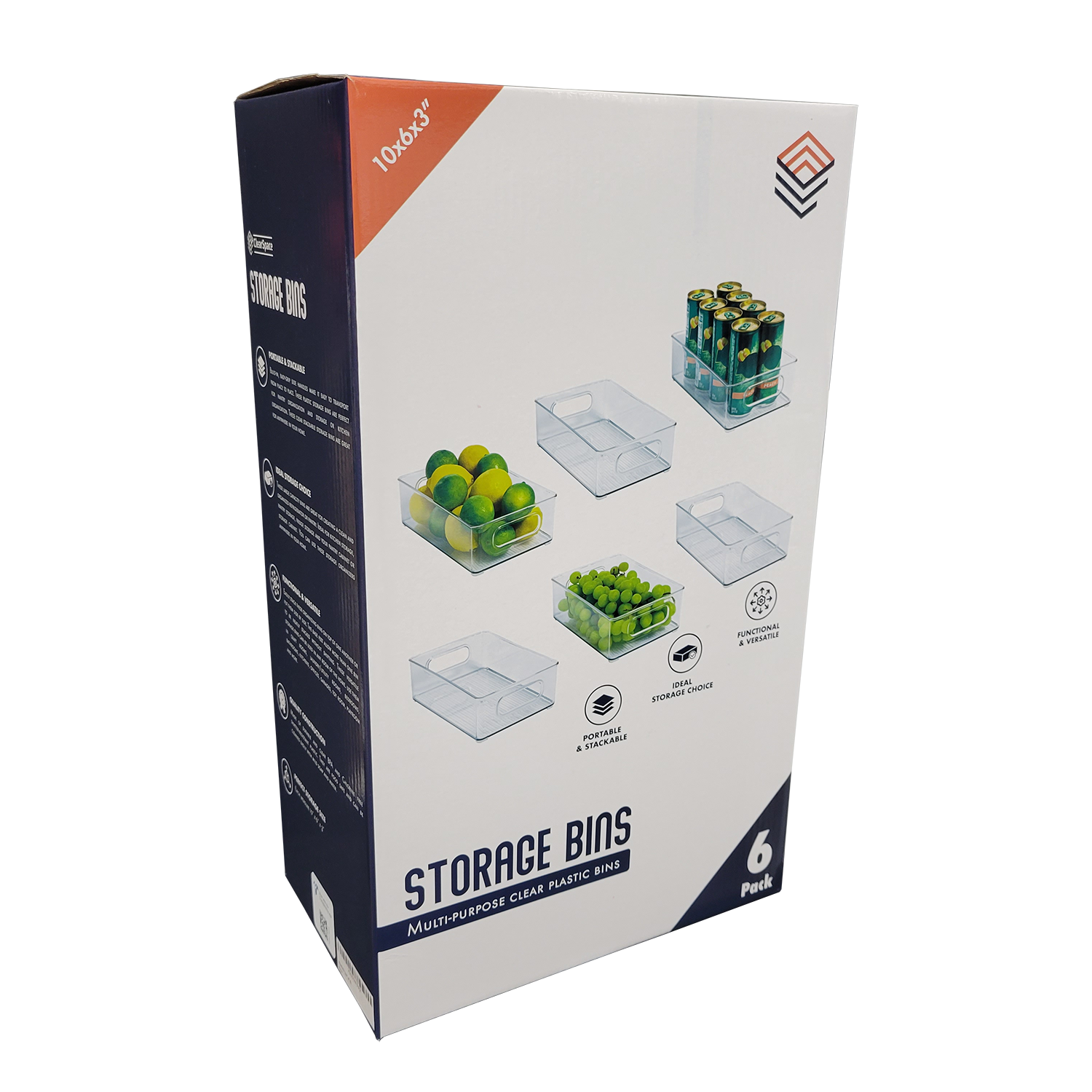 ClearSpace Plastic Pantry Organization and Storage Bins, 6 Pack, FOB KS