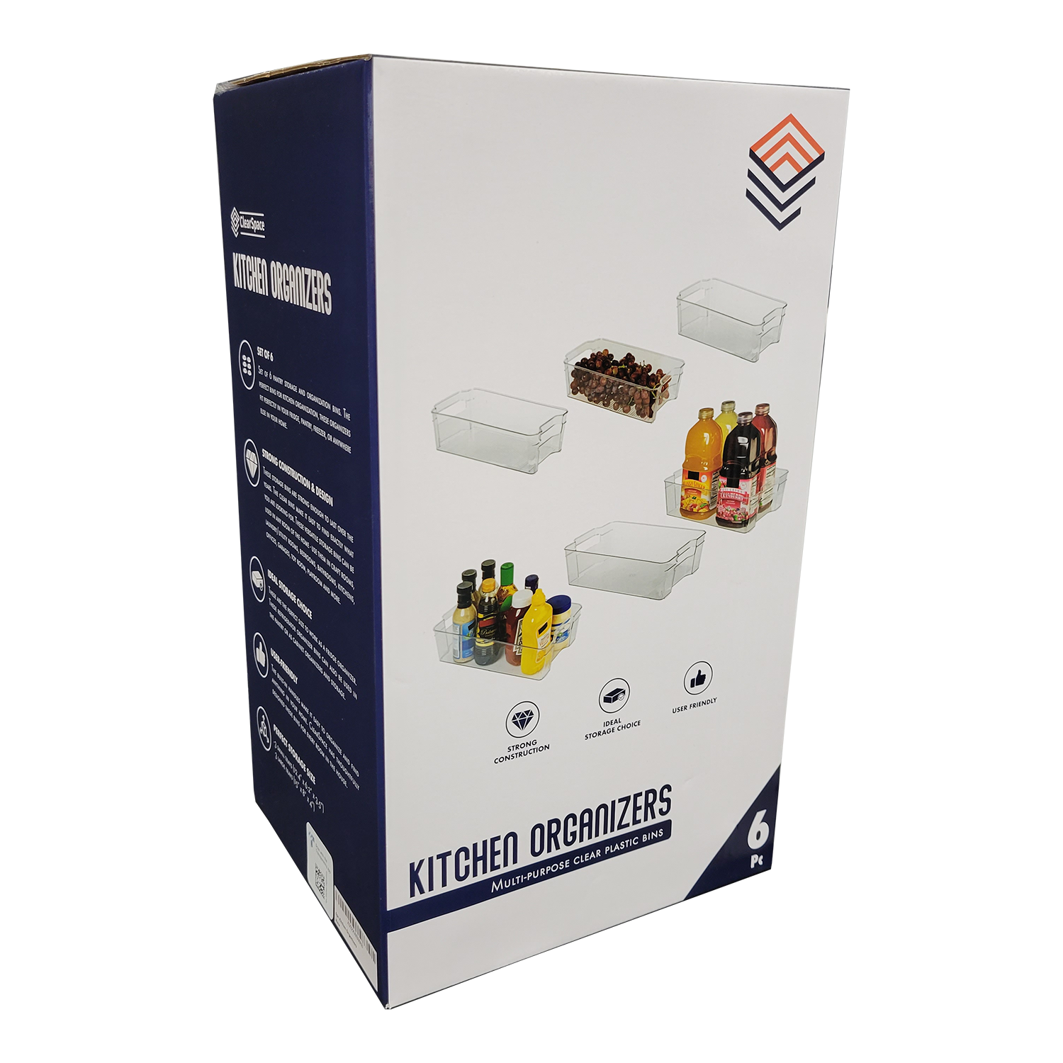 ClearSpace Kitchen Organization and Storage bins, Clear Plastic Storage Bins, 6 Pack, FOB KS