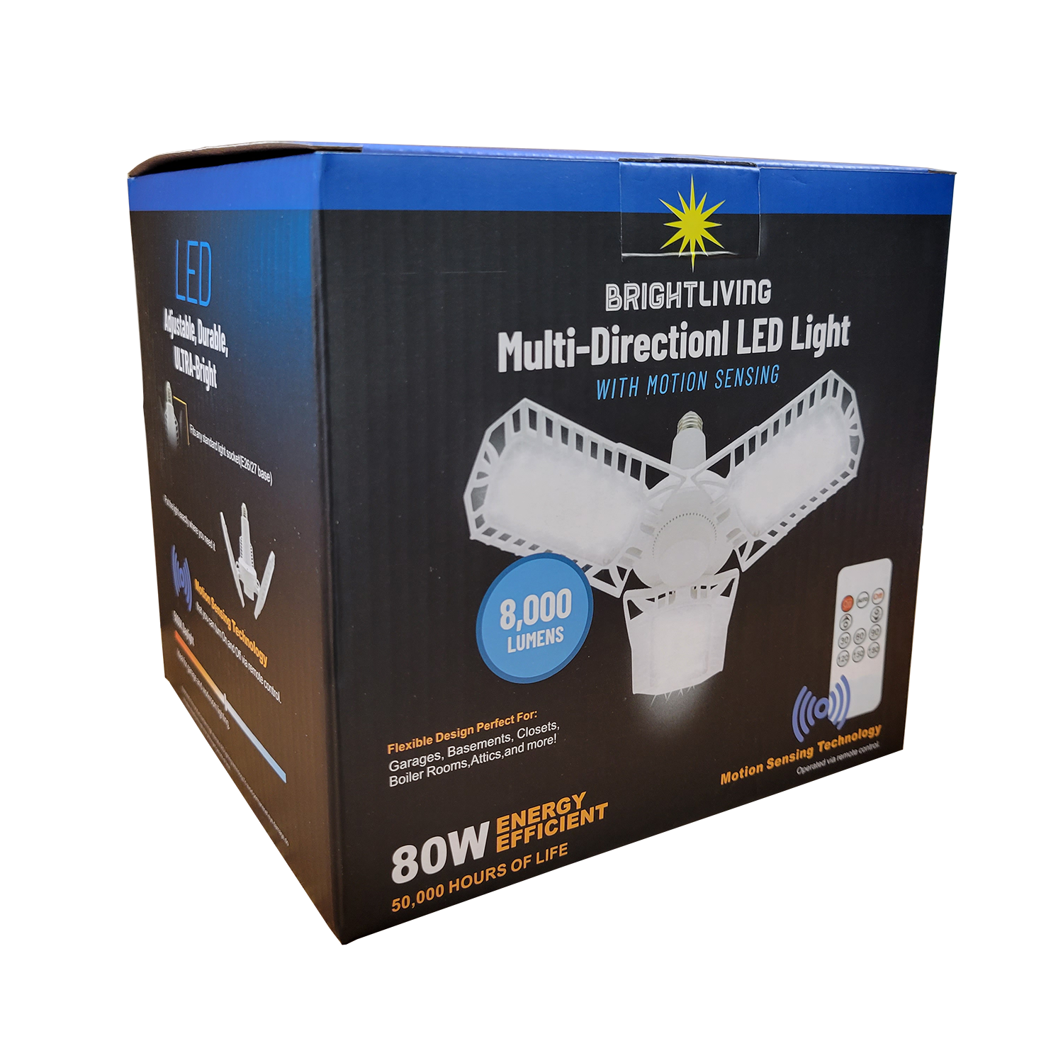 BRIGHTLIVING Remote Control Motion-Sensing Garage Light, FOB KS