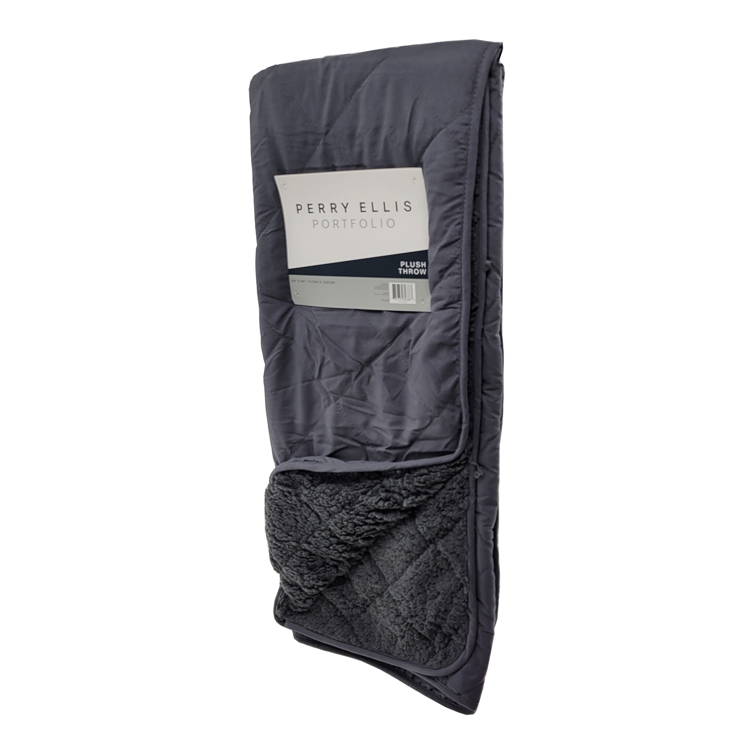 Perry Ellis Portfolio Linden Quilted Sherpa Plush Throw, FOB KS