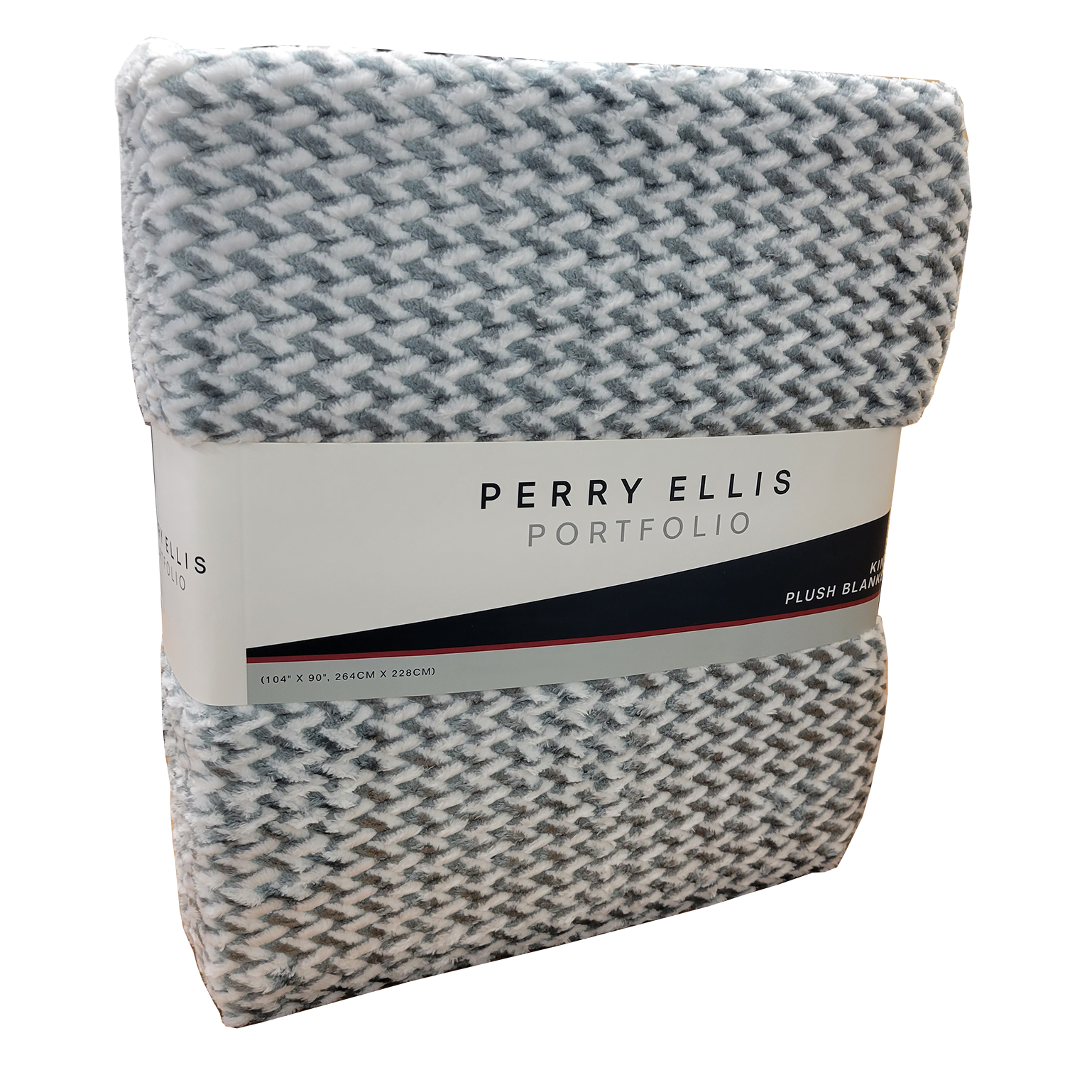 Perry Ellis Portfolio Enzo Chevron Jacquard Blanket Grey, FOB KS