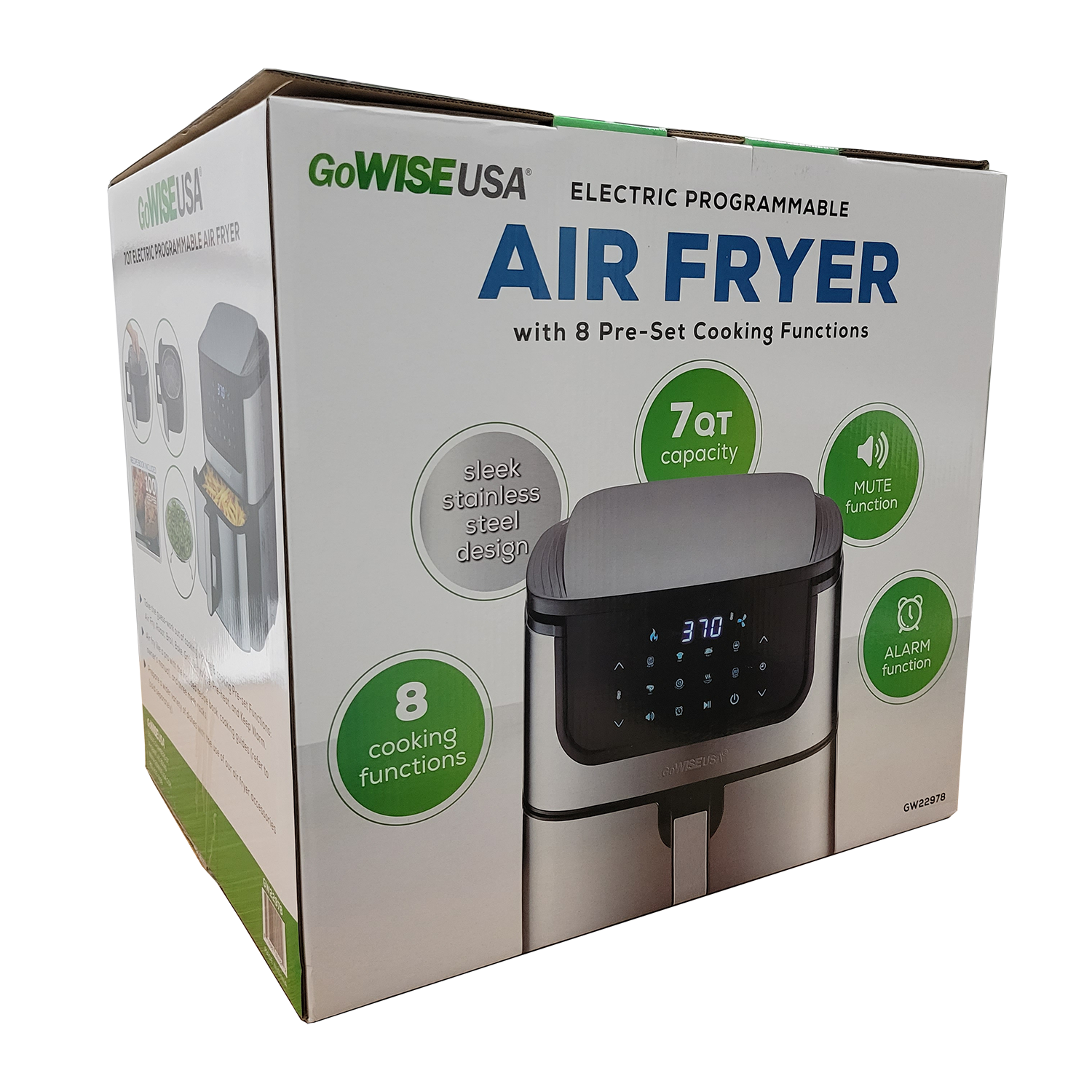 GoWISE USA 7-Quart Air Fryer & Dehydrator Max Steel XL, FOB KS