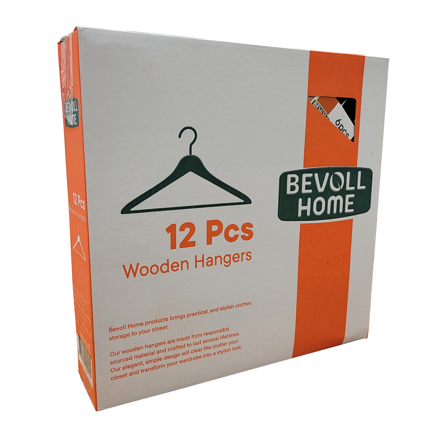 Bevoll Home Wood Hanger Set of 12, Natural Wood Hanger Set, FOB KS
