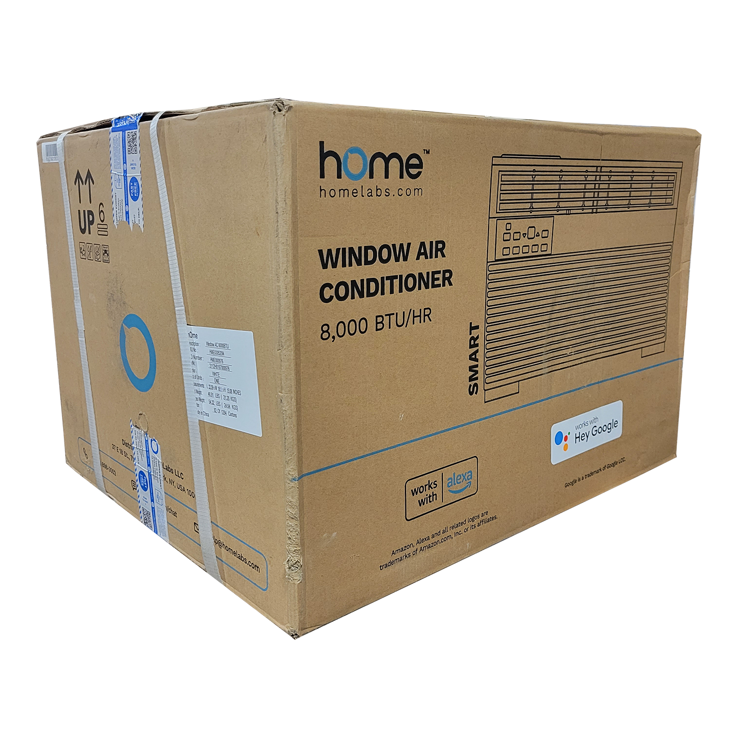 hOmeLabs 8,000 BTU Window Air Conditioner with Smart Control – Low Noise AC Unit with Eco Mode, LED Control Panel, Remote Control, and 24 hr Timer, FOB KS