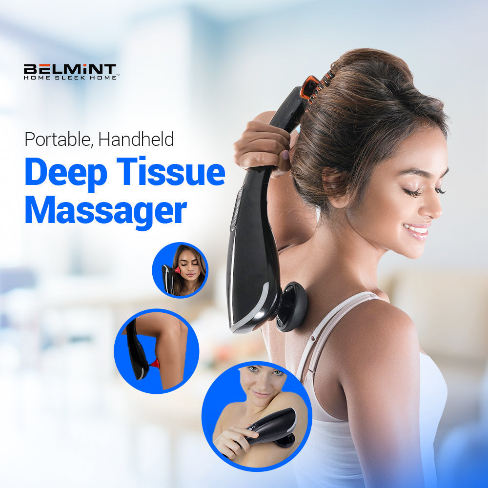 Belmint Percussion Handheld Massager, Six Massage Heads, Adjustable Massaging Direction for Muscles, Back, Neck, Shoulders and Legs
