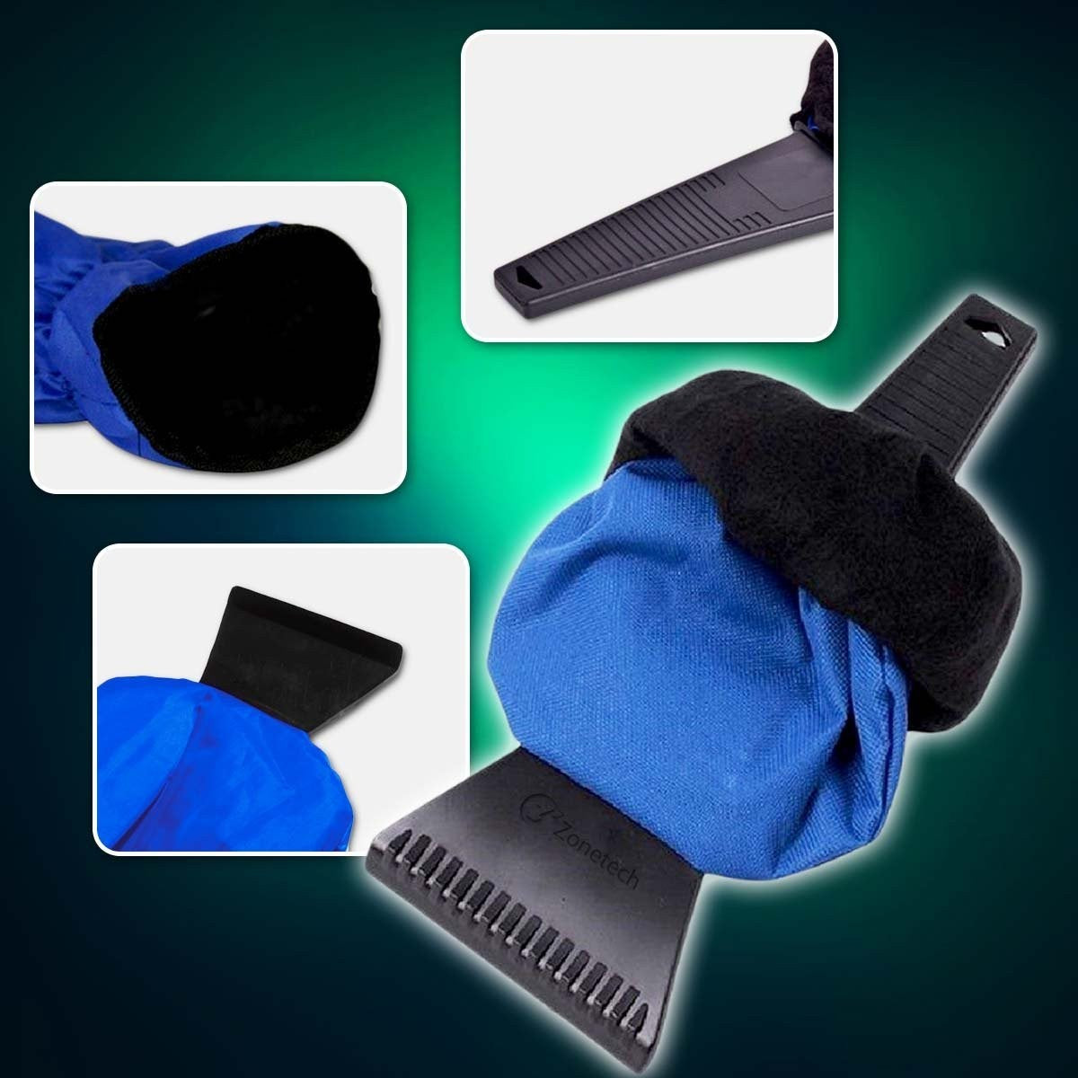 Zone Tech Waterproof Ice Scraper Vehicle Mitt Premium Quality Blue Waterproof Ice Scraper Vehicle Mitt Car Windshield Snow Remover Glove 1-Pack, FOB KS