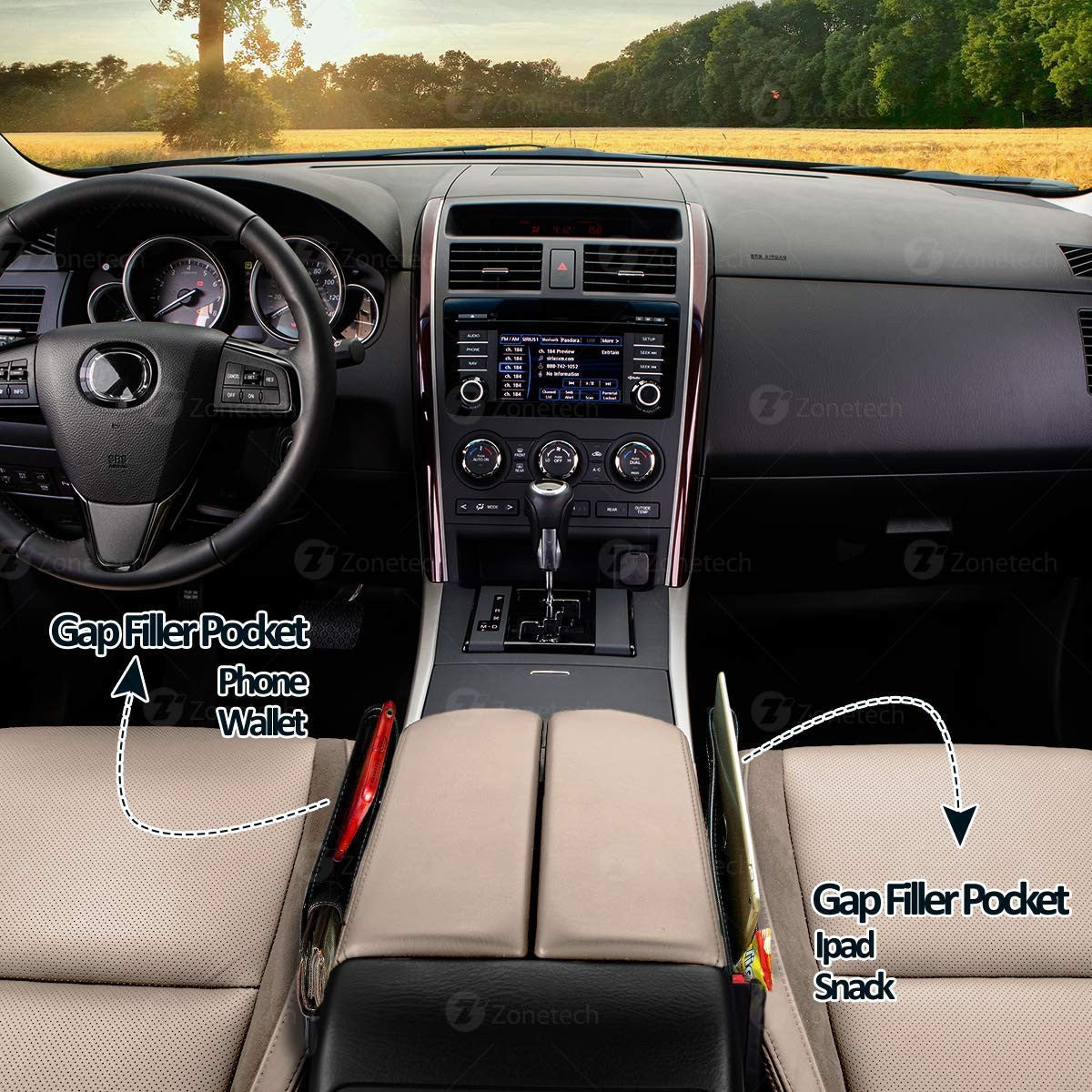 Zone Tech Car Seat Gap Filler Pocket Organizer, FOB KS