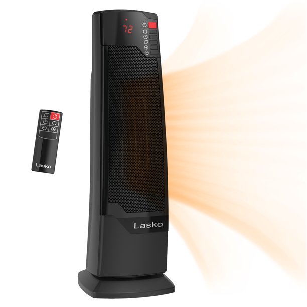 Lasko 1500W Oscillating Ceramic Tower Space Heater with Remote, Factory Refurbished, FOB KS
