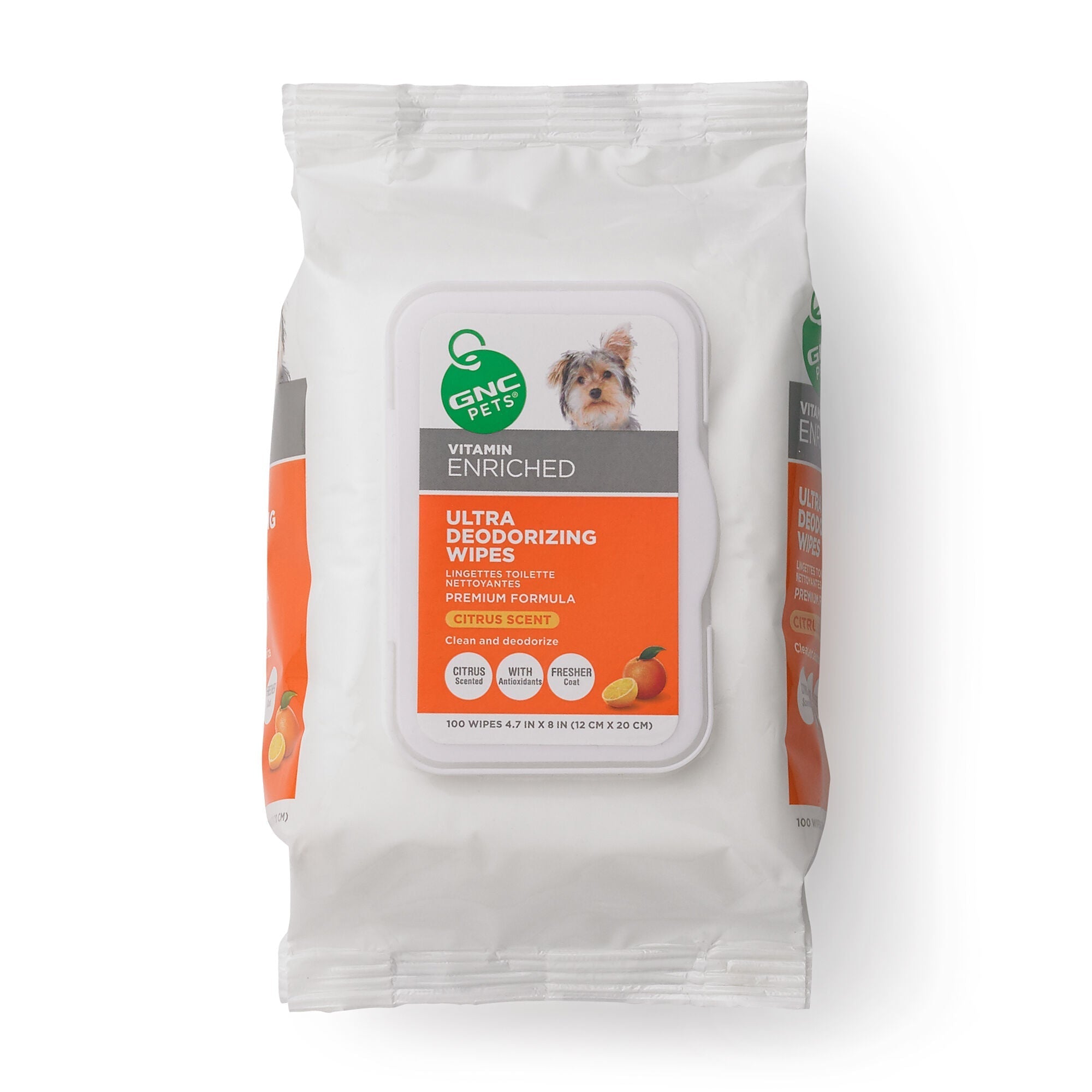 GNC Pets® Ultra Deodorizing Wipes- Refreshing Citrus Scent, FOB KS