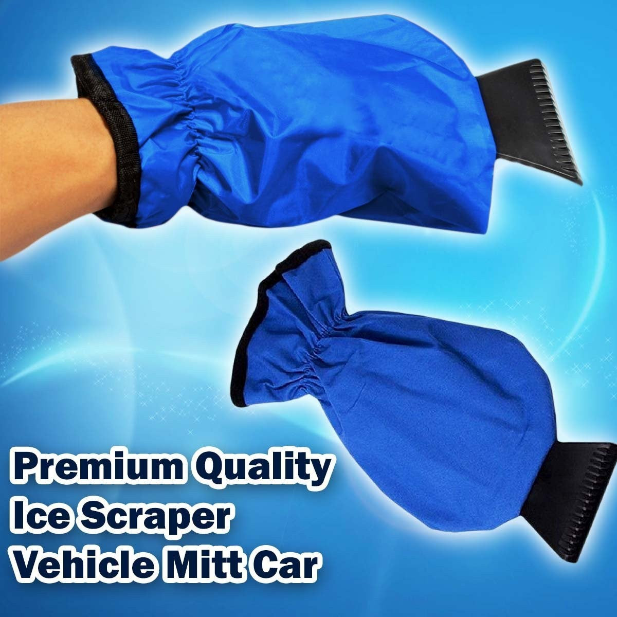 Zone Tech Waterproof Ice Scraper Vehicle Mitt Premium Quality Blue Waterproof Ice Scraper Vehicle Mitt Car Windshield Snow Remover Glove 1-Pack, FOB KS