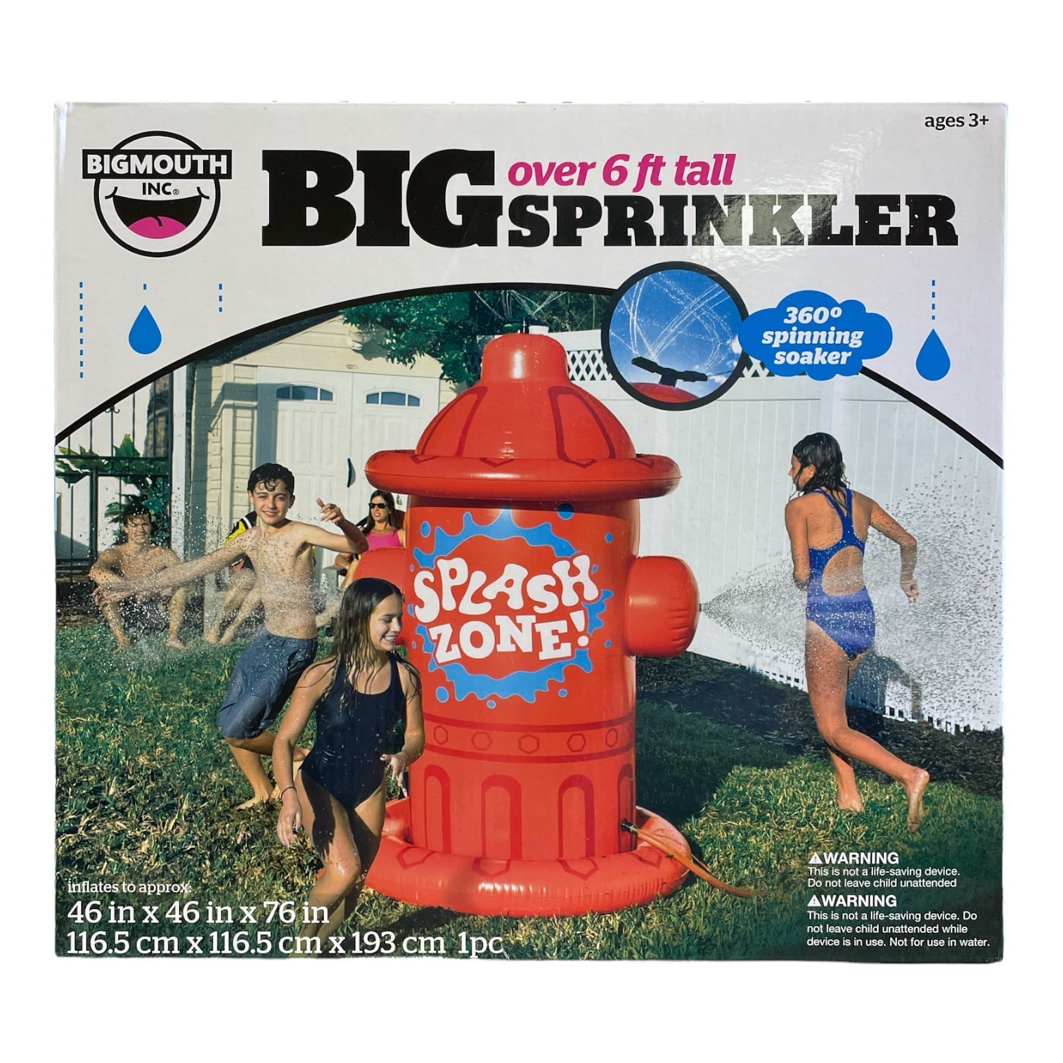 BigMouth Giant Inflatable Fire Hydrant Sprinkler, 46" x 46" x 76", FOB KS