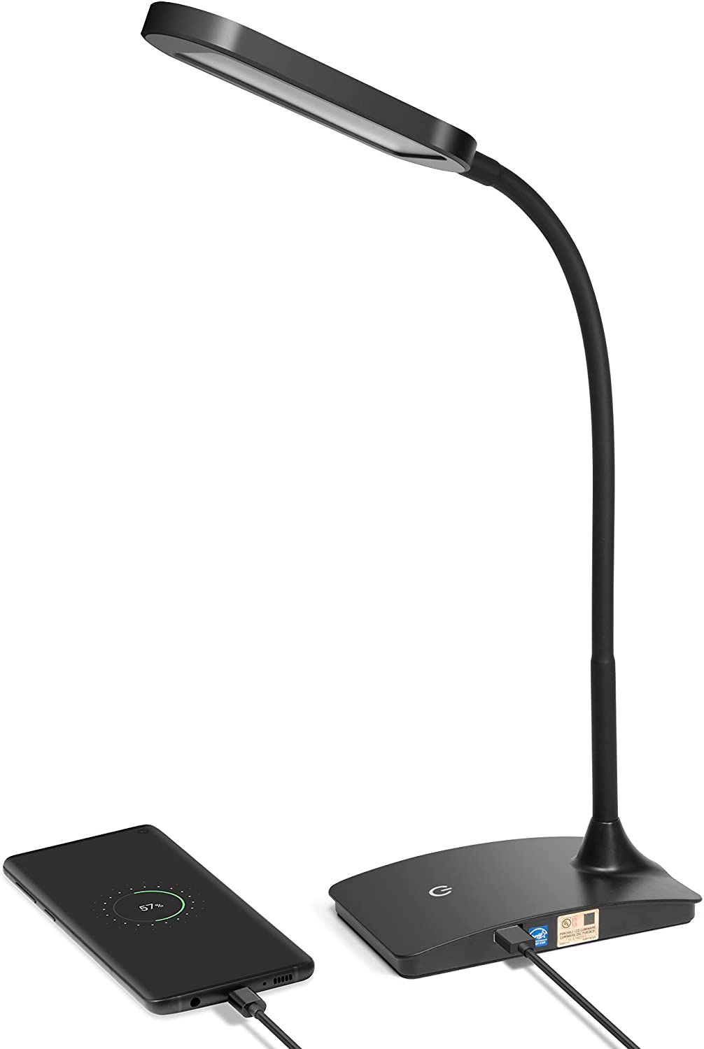 TW Lighting IVY20-40BK Ivy LED Desk Lamp with USB Port for Home Office - Super Bright Small Desk Lamp, FOB KS