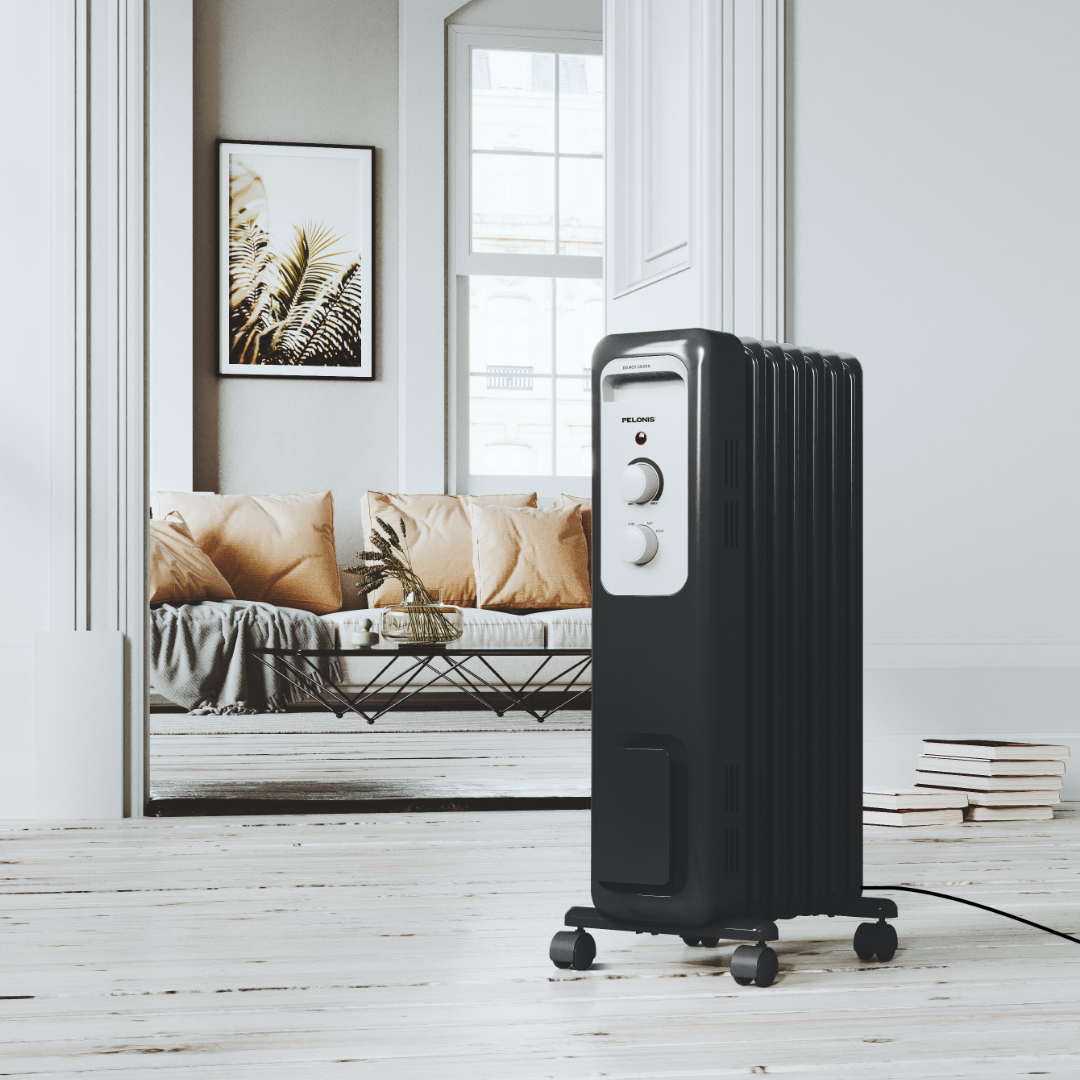 1500-W Electric Oil Filled Radiator Space Heater, Black
