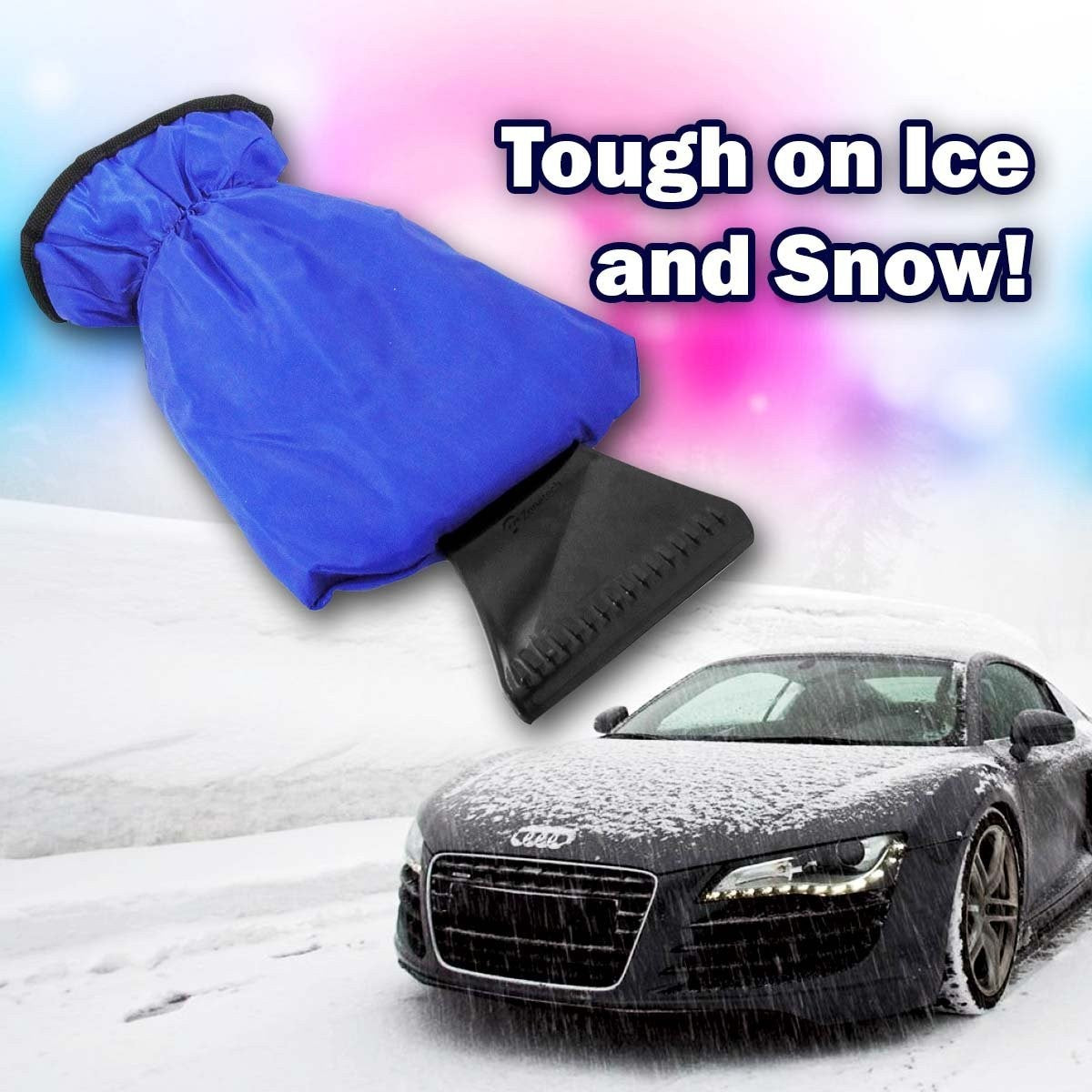 Zone Tech Waterproof Ice Scraper Vehicle Mitt Premium Quality Blue Waterproof Ice Scraper Vehicle Mitt Car Windshield Snow Remover Glove 1-Pack, FOB KS