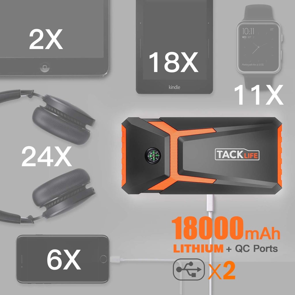 TACKLIFE T8 Car Jump Starter, Orange, FOB KS