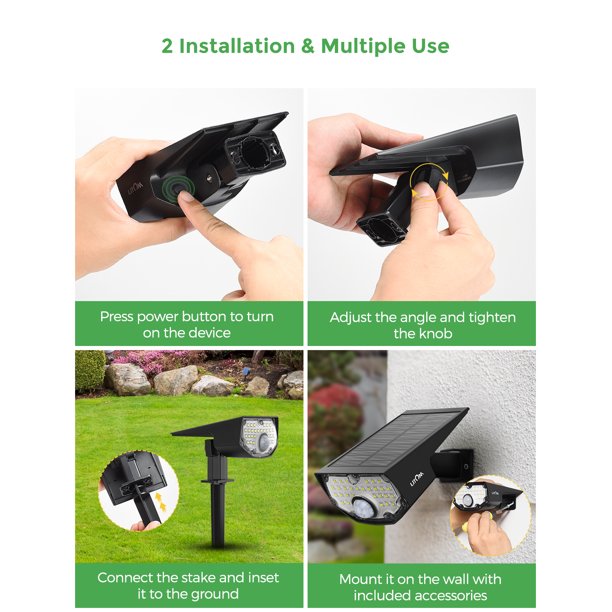 Litom 30 LED Solar Landscape Spotlight for Yard 2 PACK, FOB KS