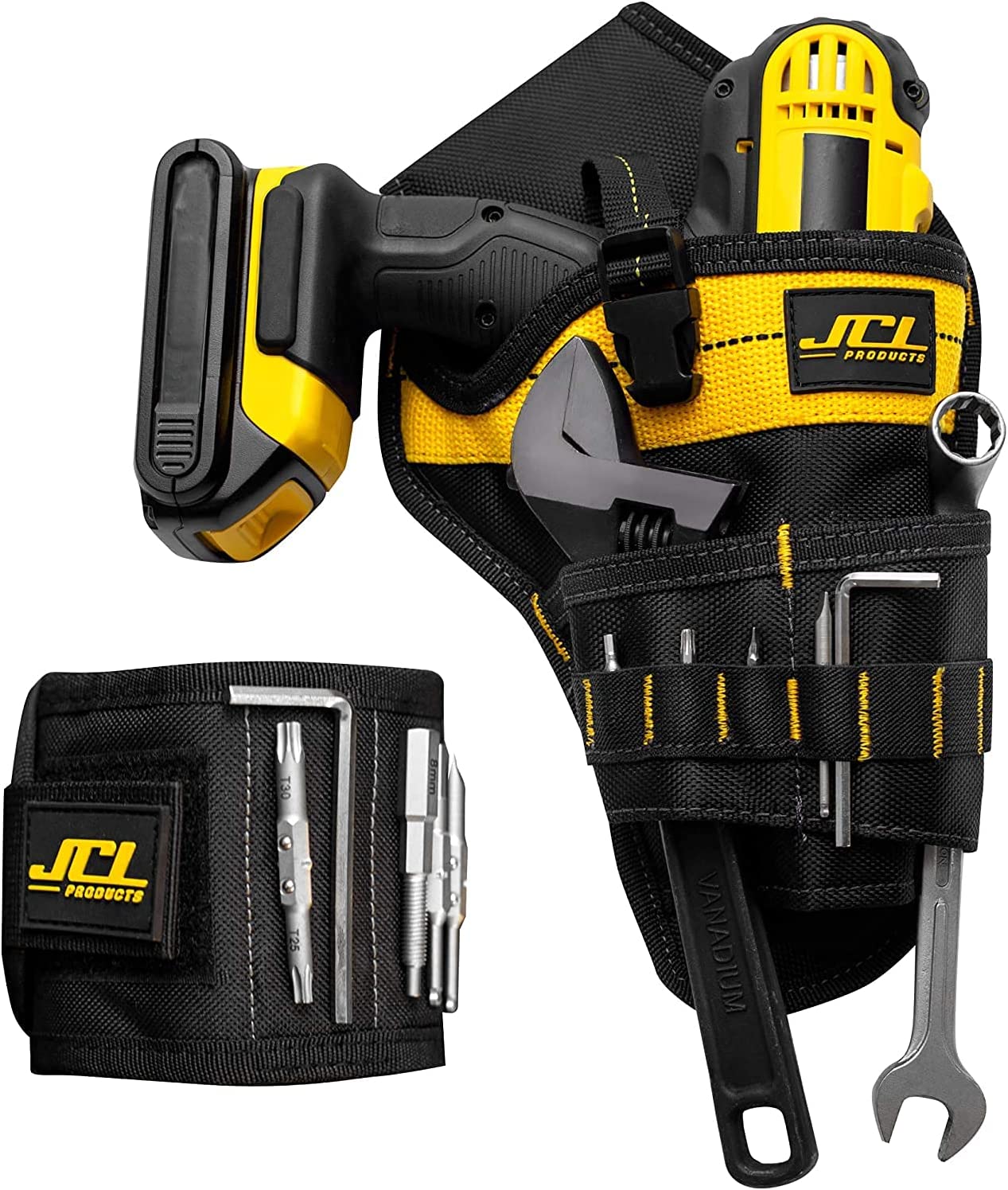 JCL Cordless Drill Tool Belt Holster and Magnetic Wristband Set