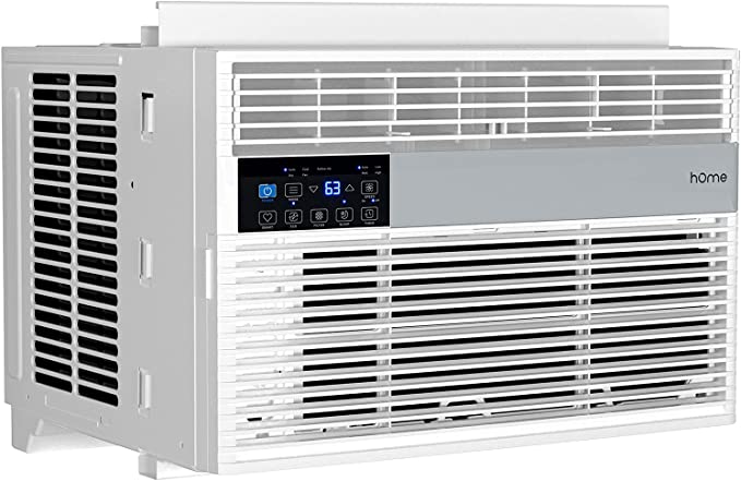 hOmeLabs 8,000 BTU Window Air Conditioner with Smart Control – Low Noise AC Unit with Eco Mode, LED Control Panel, Remote Control, and 24 hr Timer, FOB KS