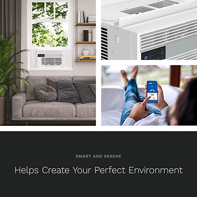 hOmeLabs 8,000 BTU Window Air Conditioner with Smart Control – Low Noise AC Unit with Eco Mode, LED Control Panel, Remote Control, and 24 hr Timer, FOB KS