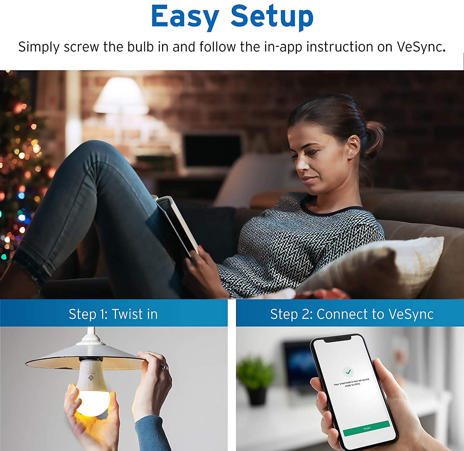 Etekcity Smart LED Light Bulb with WiFi, No Hub Required, FOB KS