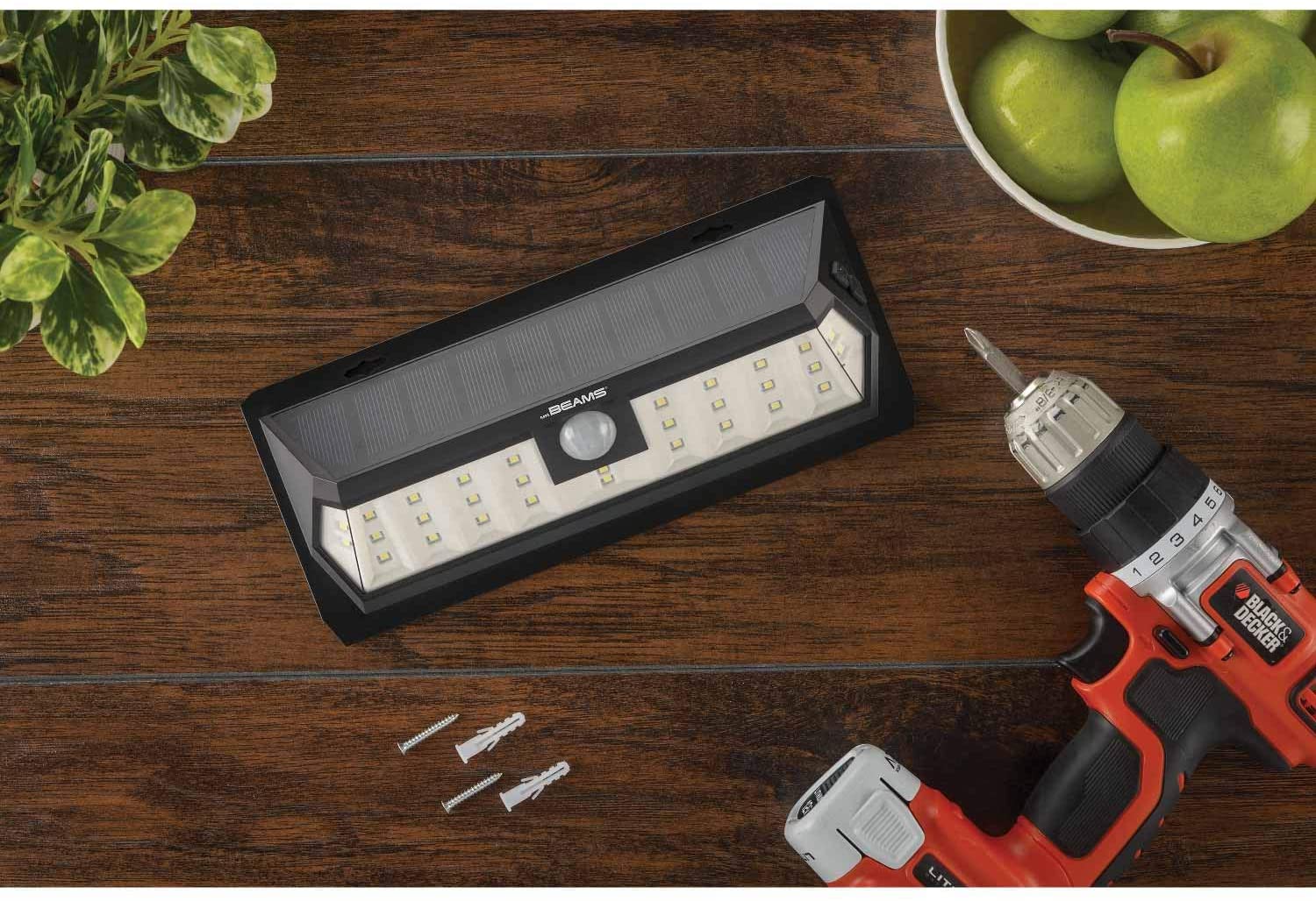 Mr. Beams LED Solar Wedge Wall Lights, 2 or 4 Pack, Black, FOB KS