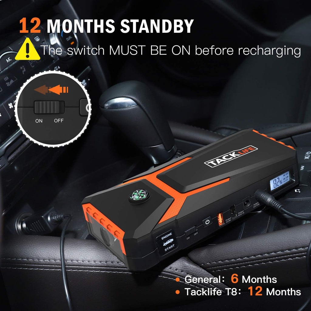 TACKLIFE T8 Car Jump Starter, Orange, FOB KS