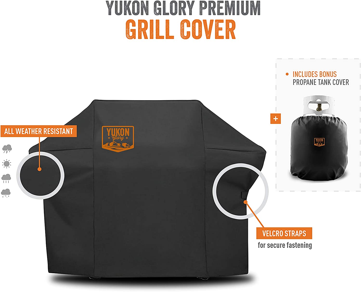 Yukon Glory 7138 Premium Grill Cover for Weber Spirit 200 and II 200 Gas Grills for Year Round Protection, Includes Bonus Propane Tank Protective Cover