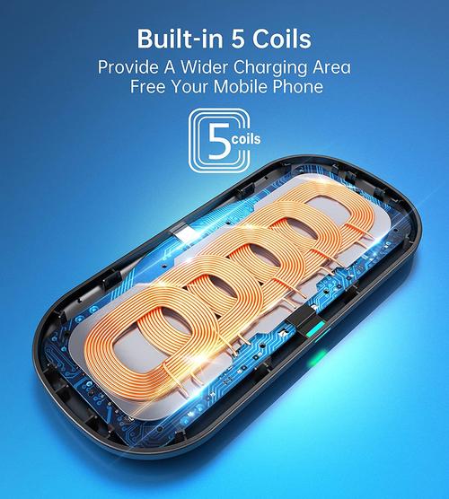 Choetech Dual Wireless Charger, QI Certified 5 Coils Fast Wireless Charging Pad, FOB KS