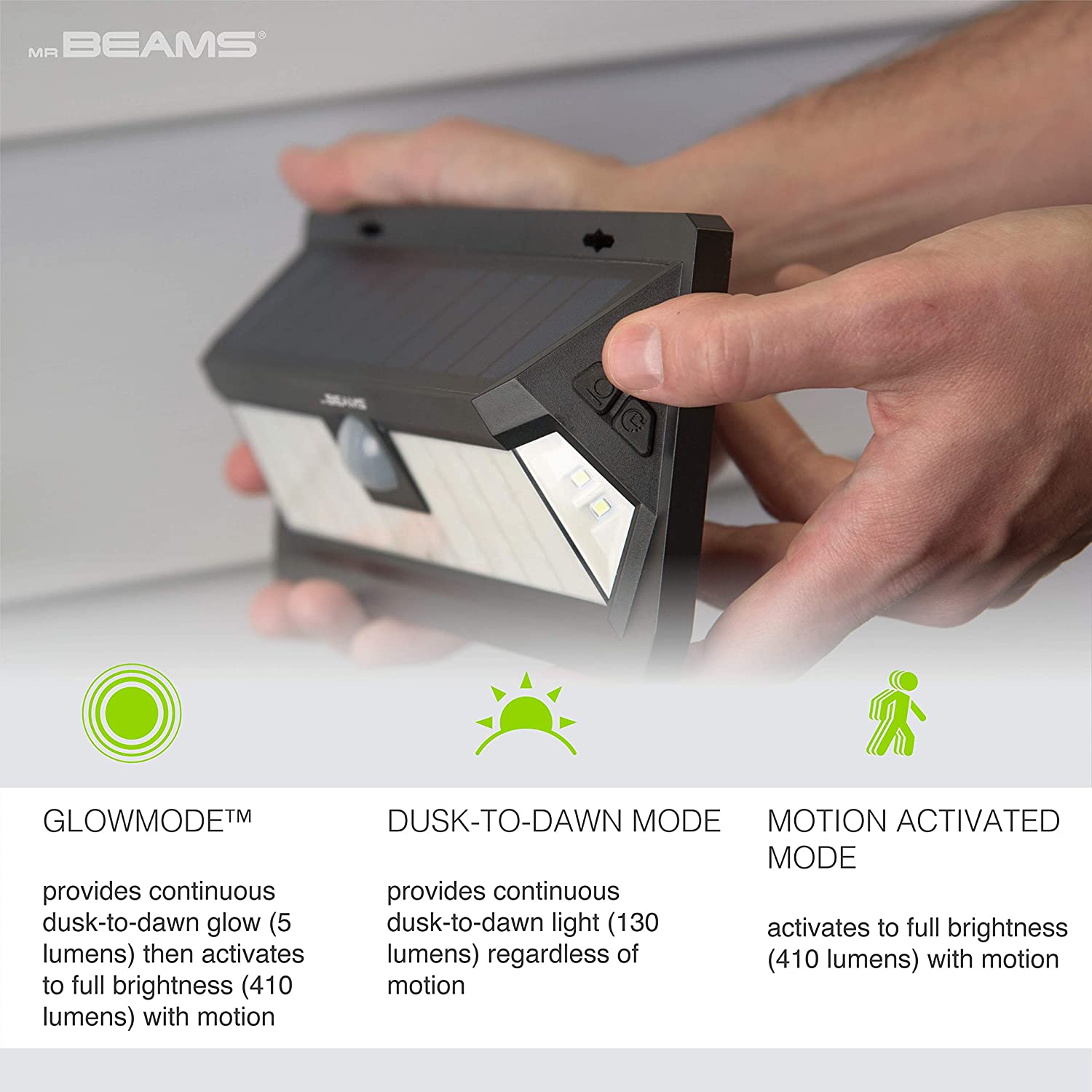 Mr. Beams LED Solar Wedge Wall Lights, 2 or 4 Pack, Black, FOB KS