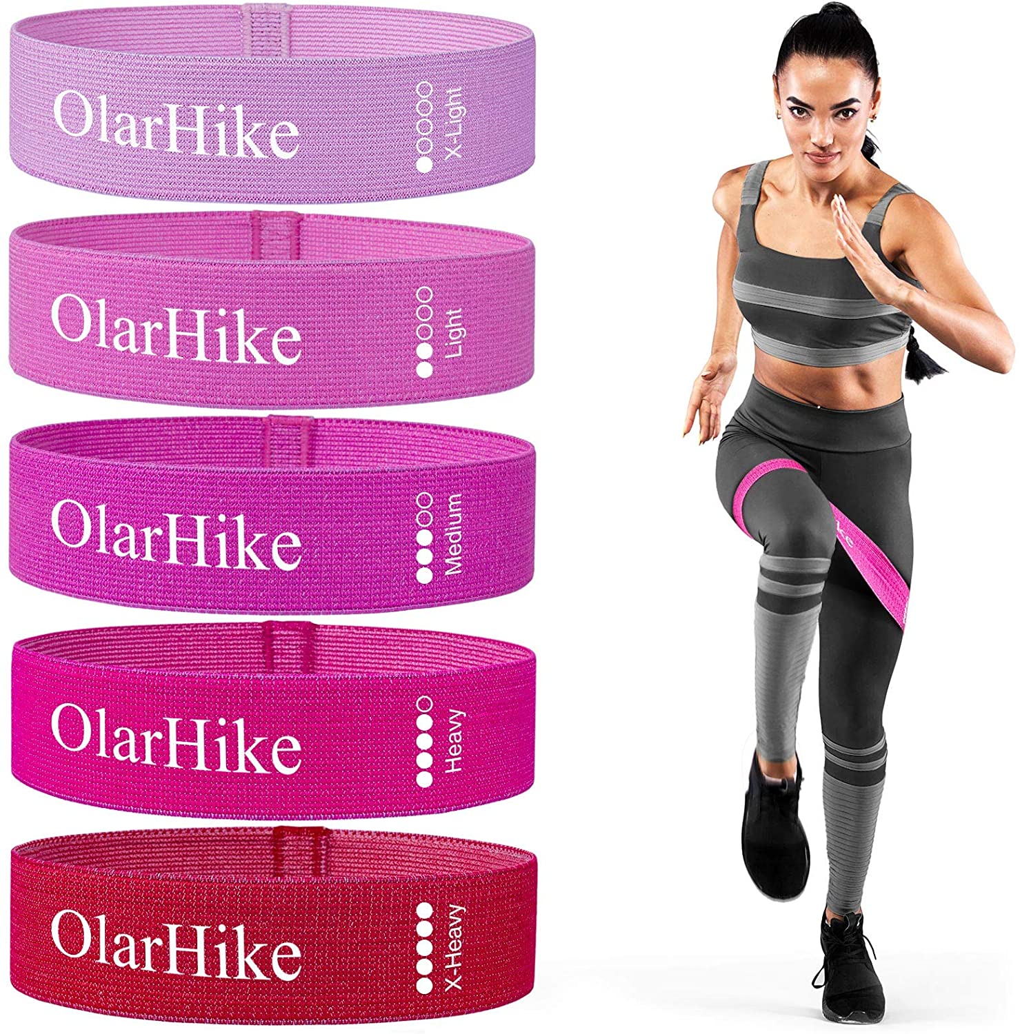 OlarHike Resistance Bands Set for Booty and Glutes, Pack of 5 Bands, FOB KS