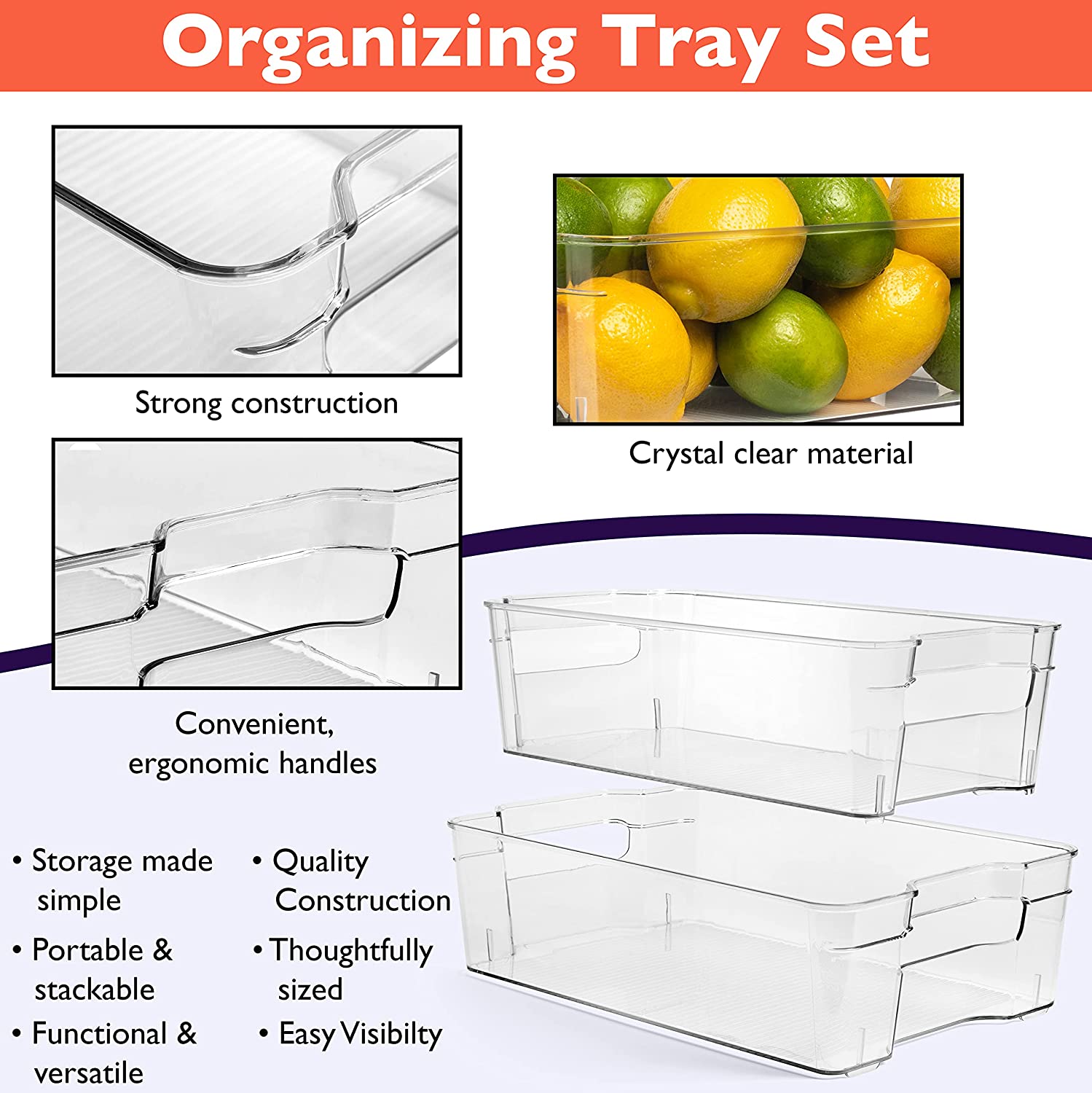 ClearSpace Kitchen Organization and Storage bins, Clear Plastic Storage Bins, 8 Pack, FOB KS