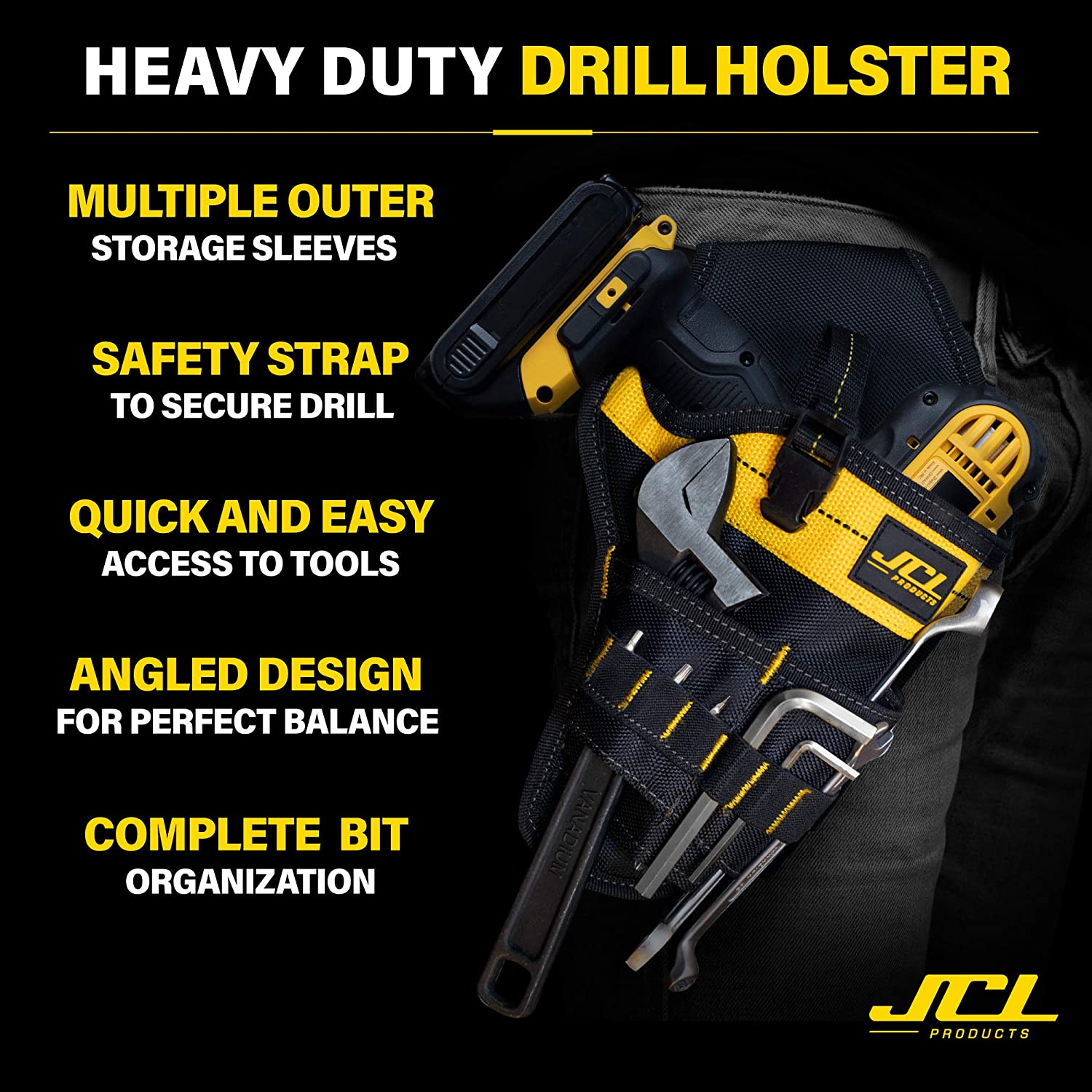 JCL Cordless Drill Tool Belt Holster and Magnetic Wristband Set