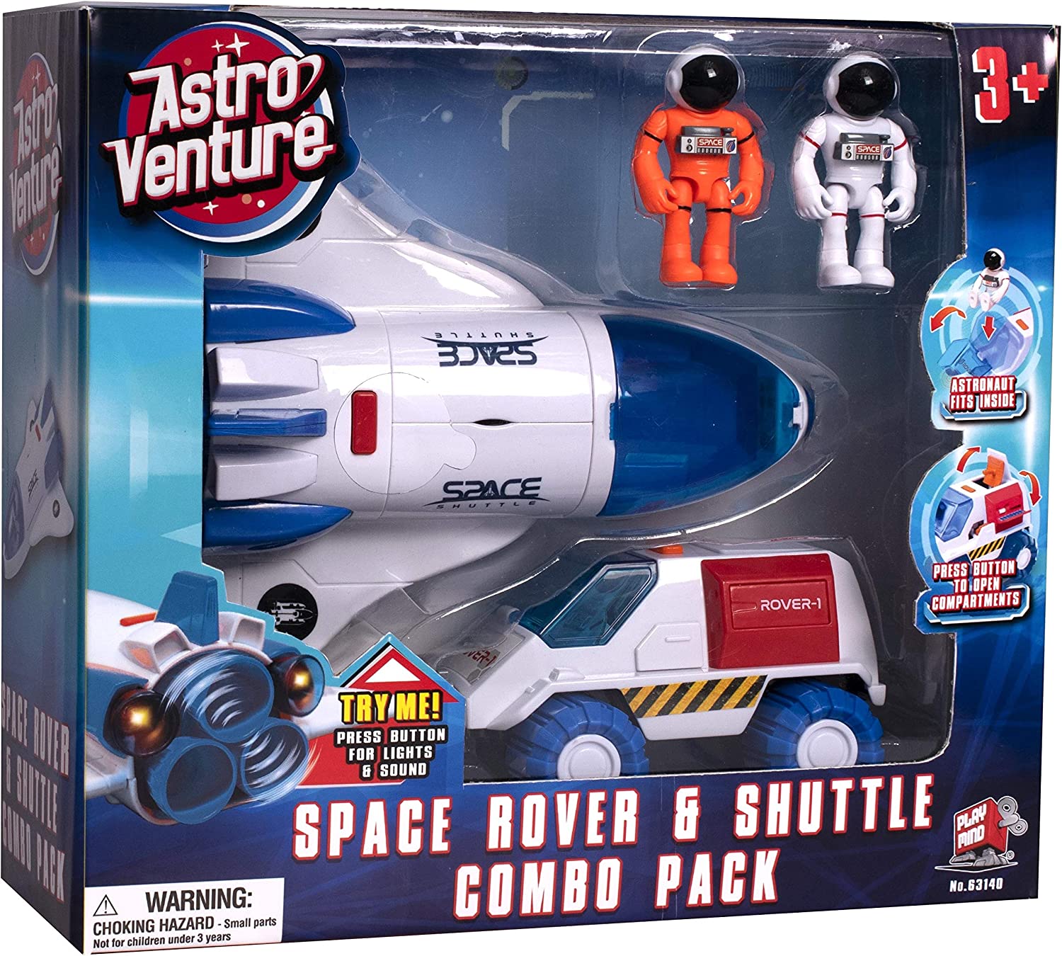 Astro Venture Space Shuttle Toy with 2 Astronauts, Mechanical Arm and Rover