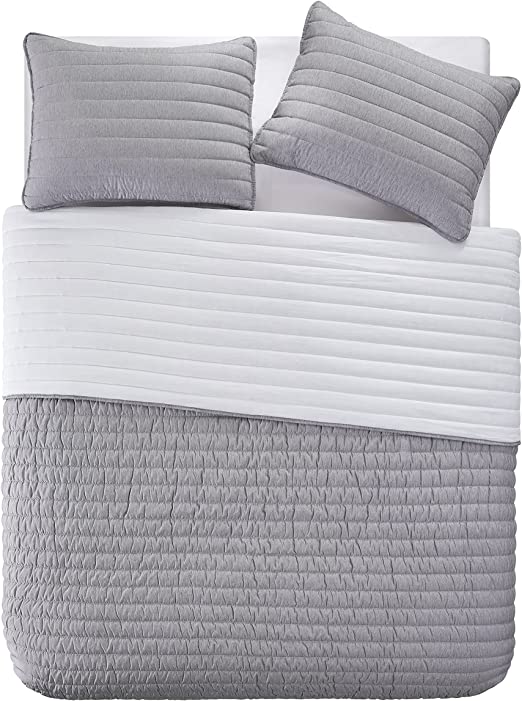 Perry Ellis Portfolio 3 Piece King Quilt Set Grey, FOB KS