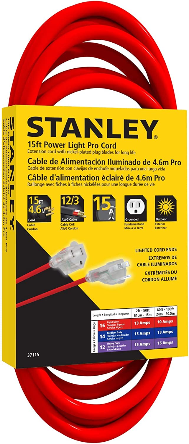 Stanley 15 FT. Pro Extension Cord with Power Light Plug