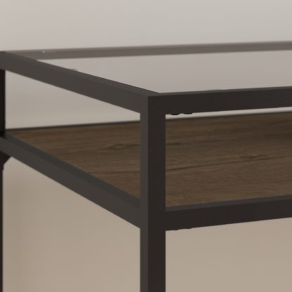 Anthropology 60" Glass Top Writing Desk with Shelf